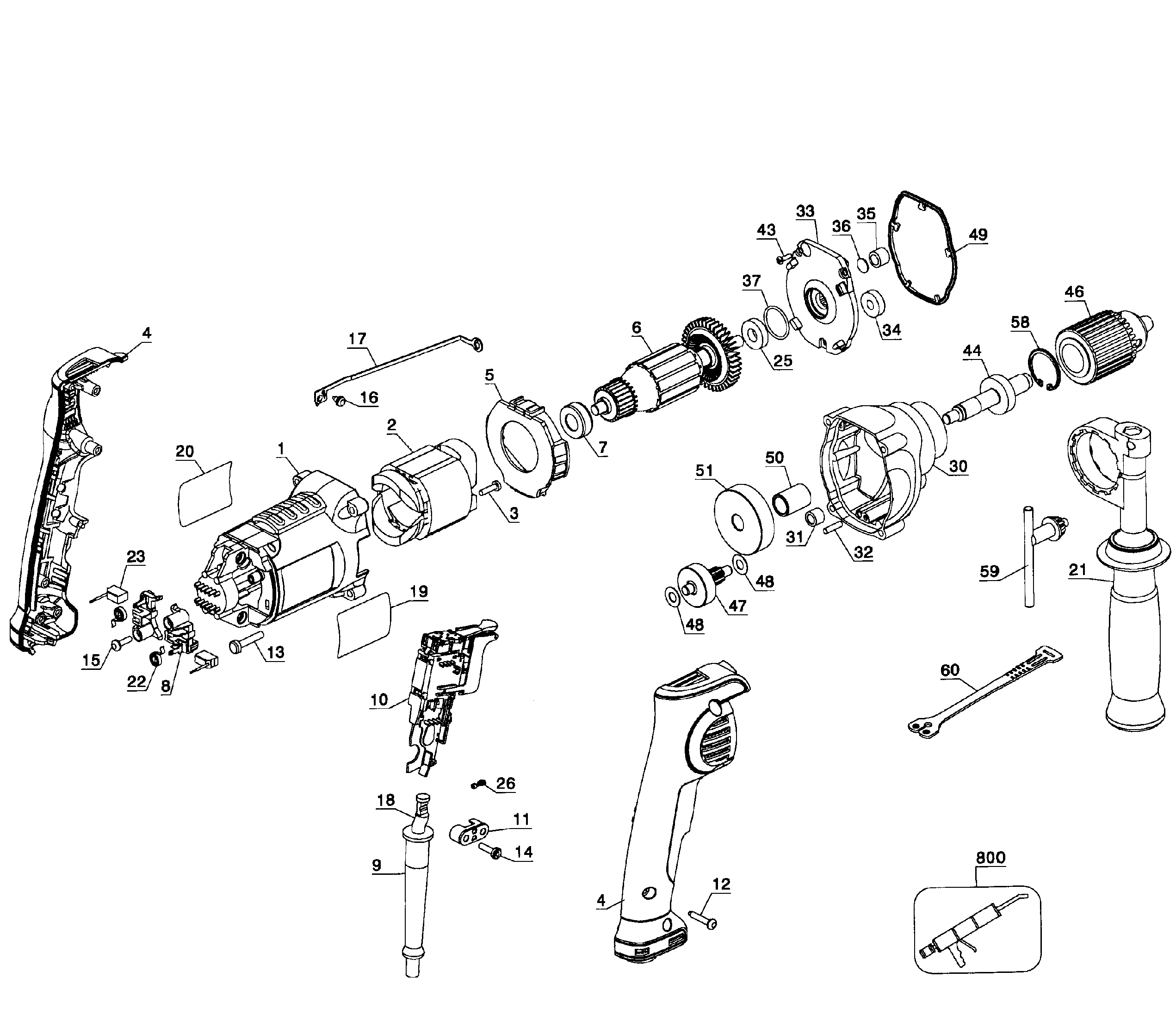 DeWalt DWD210G TYPE 1 drill driver diagram