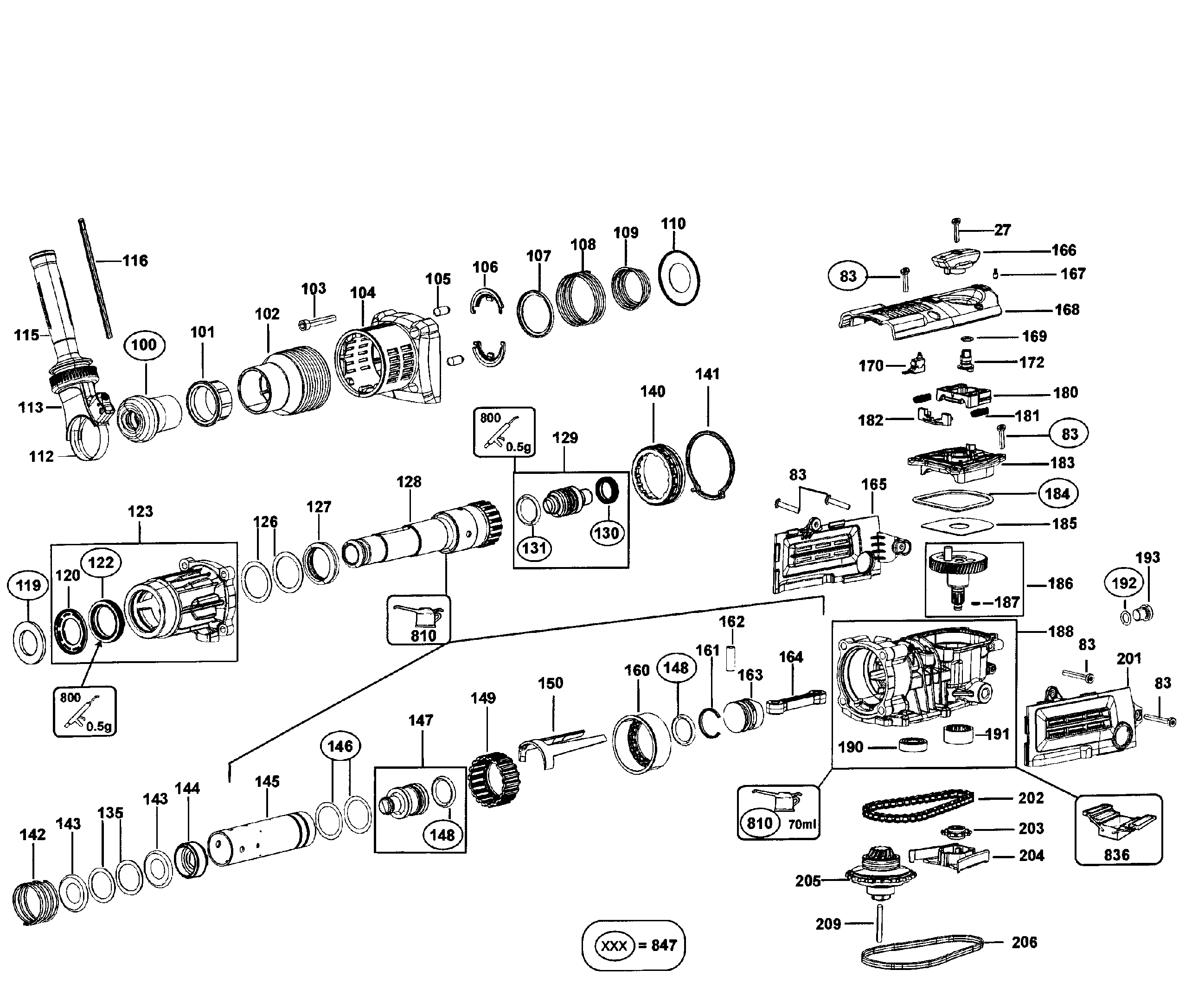 DeWalt D25602K TYPE1 drill hammer diagram