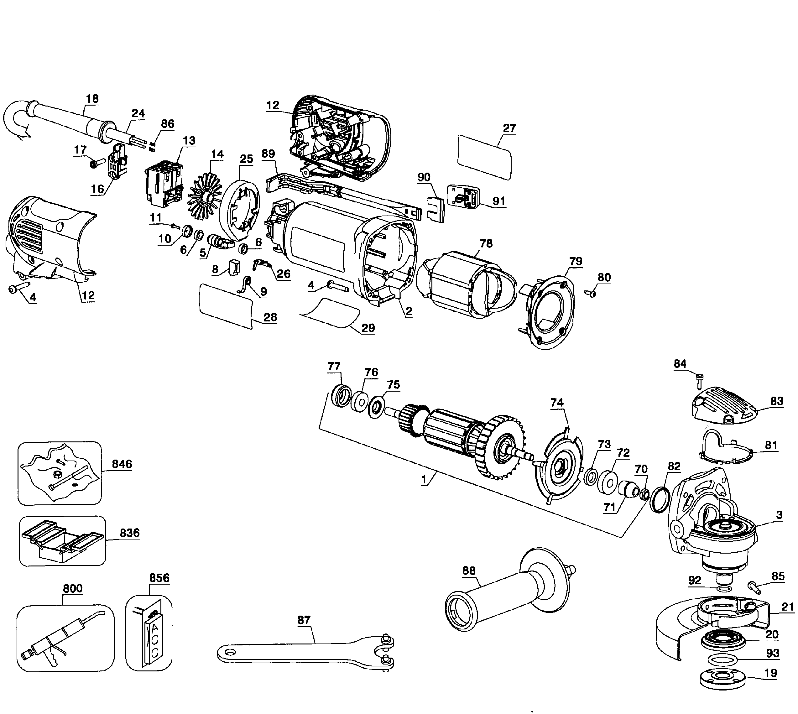 DeWalt D28112 TYPE 1 grinder angle diagram