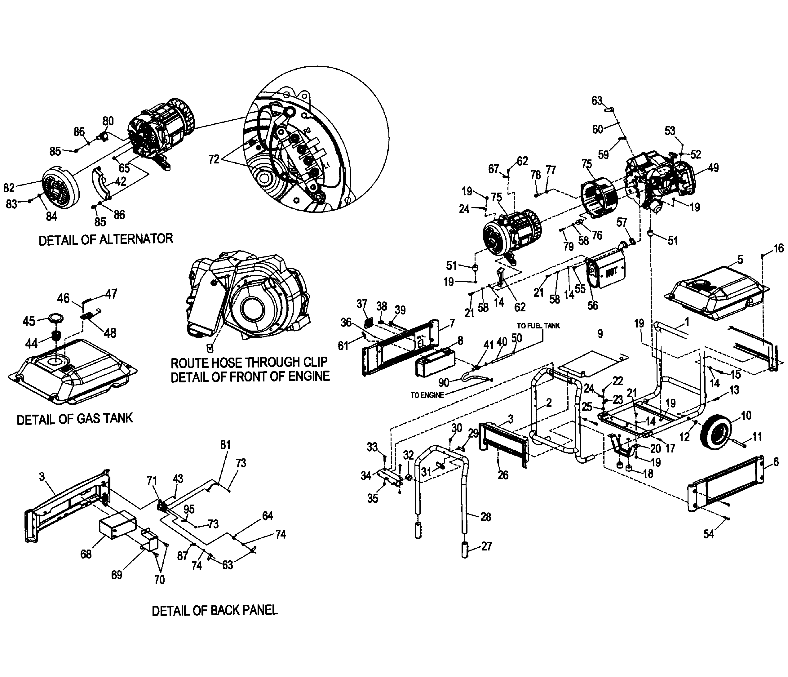 Generac 5798-0 frame assy diagram