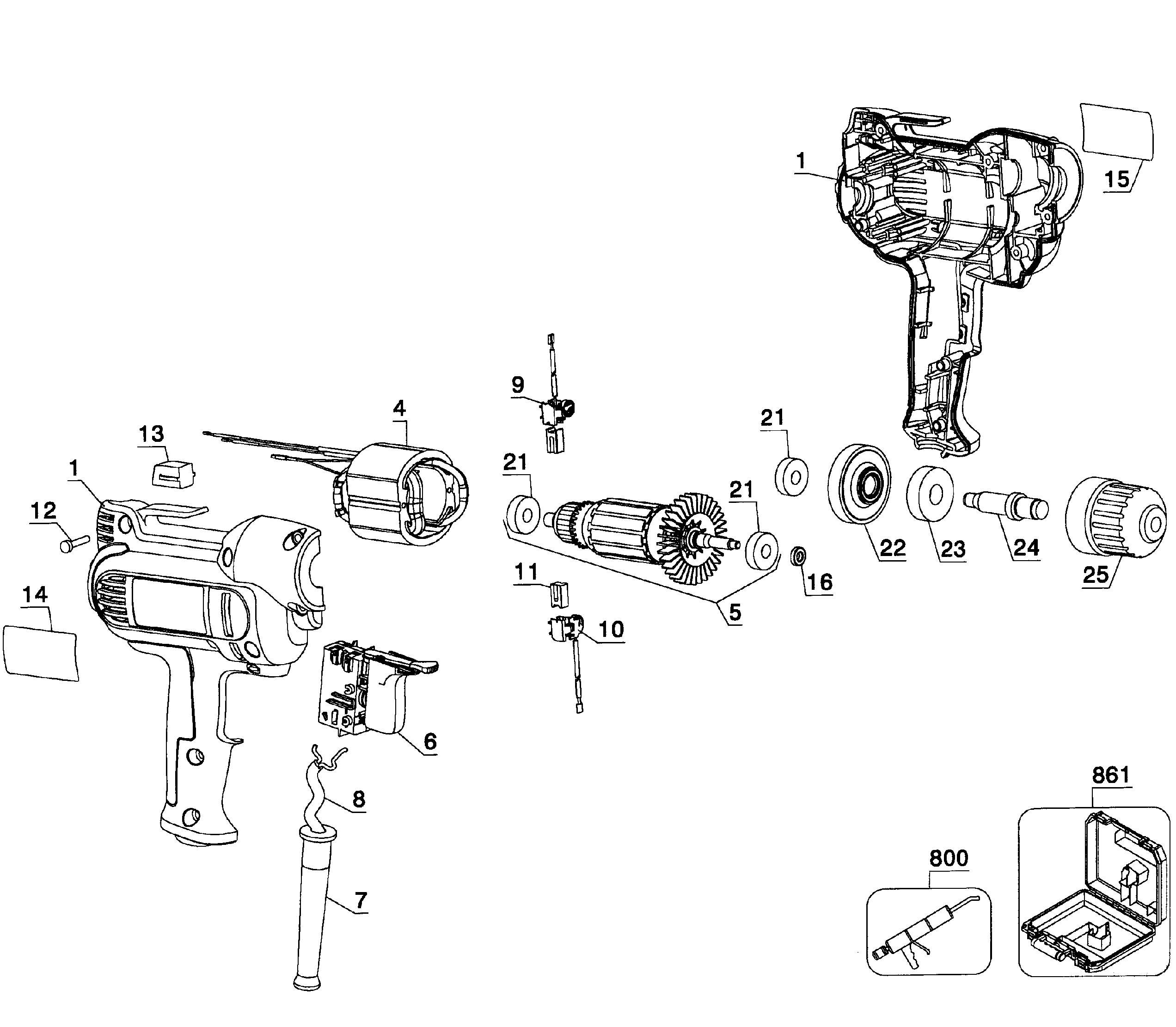 DeWalt DWD115K TYPE1 drill diagram