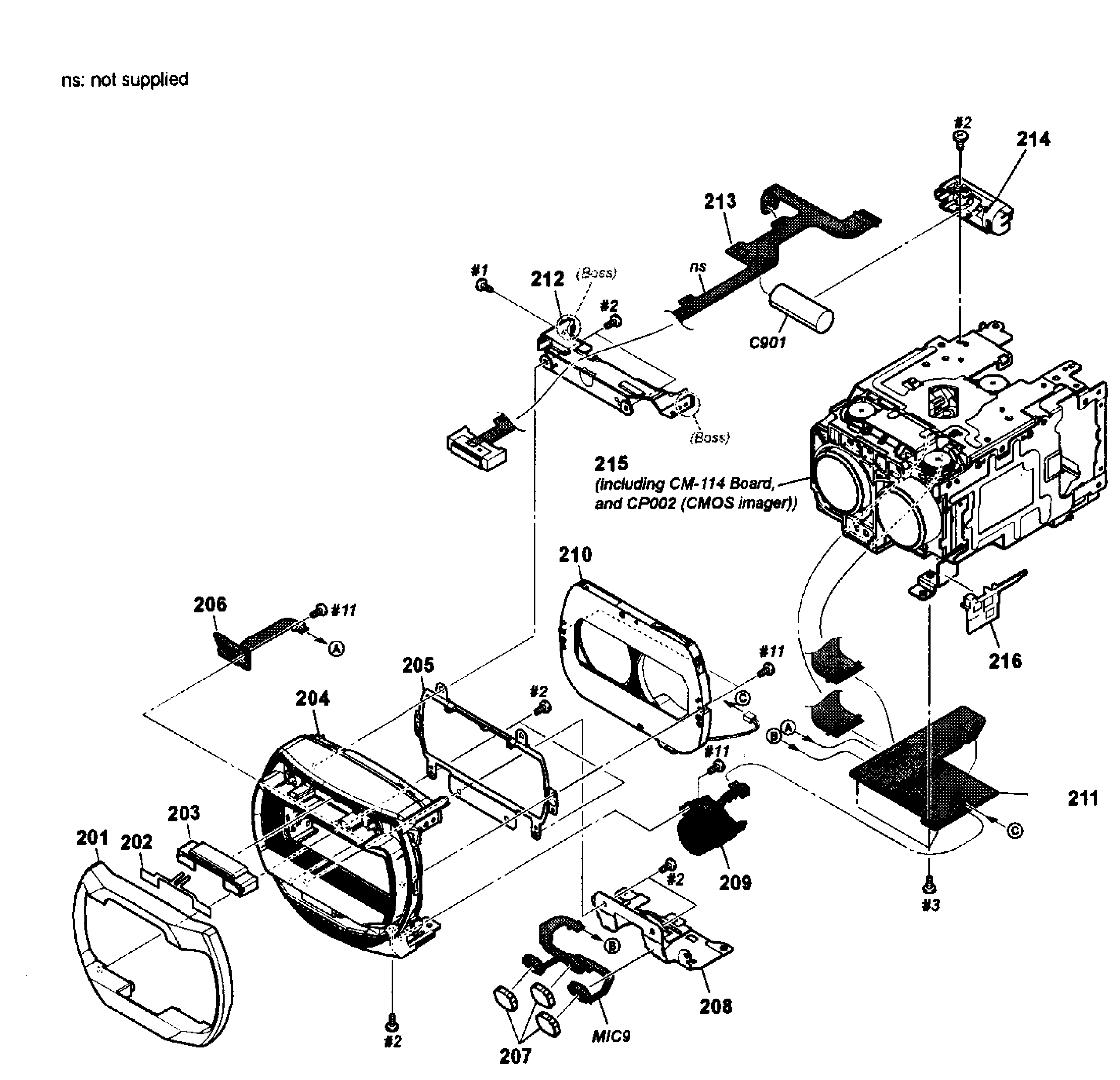Sony HDR-TD10 front assy diagram