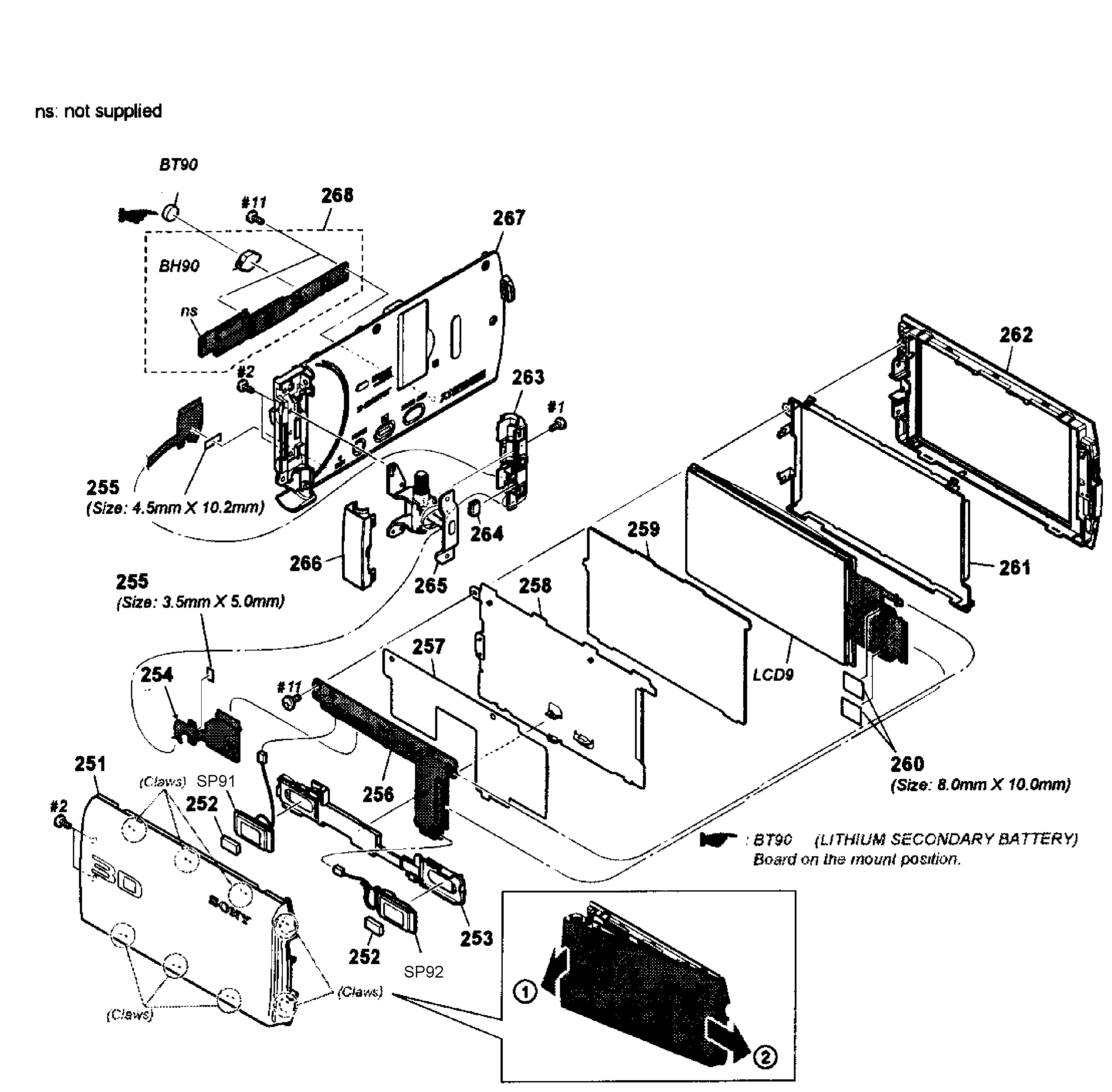 Sony HDR-TD10 lcd assy diagram