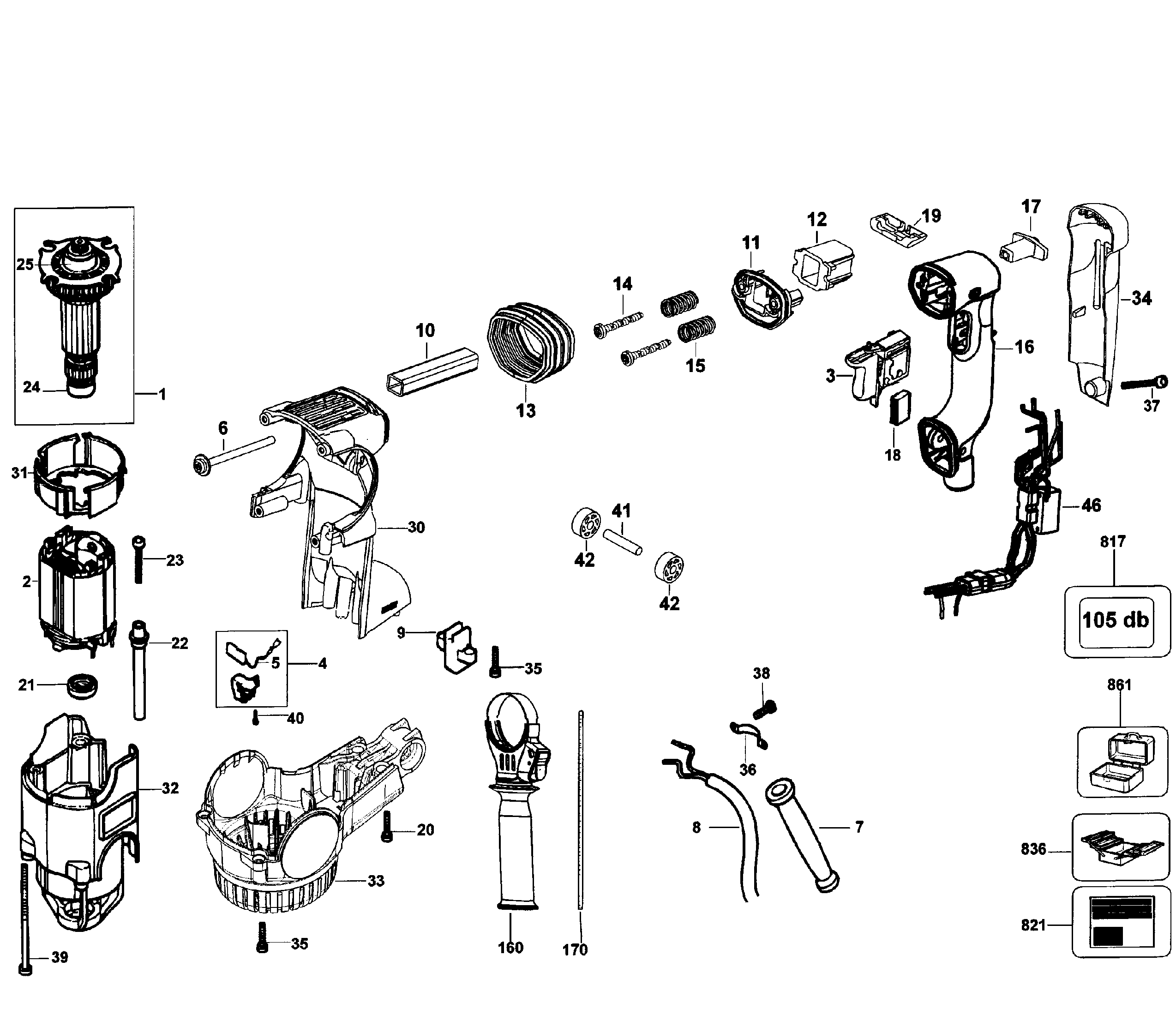 DeWalt D25324K TYPE1 motor assy diagram