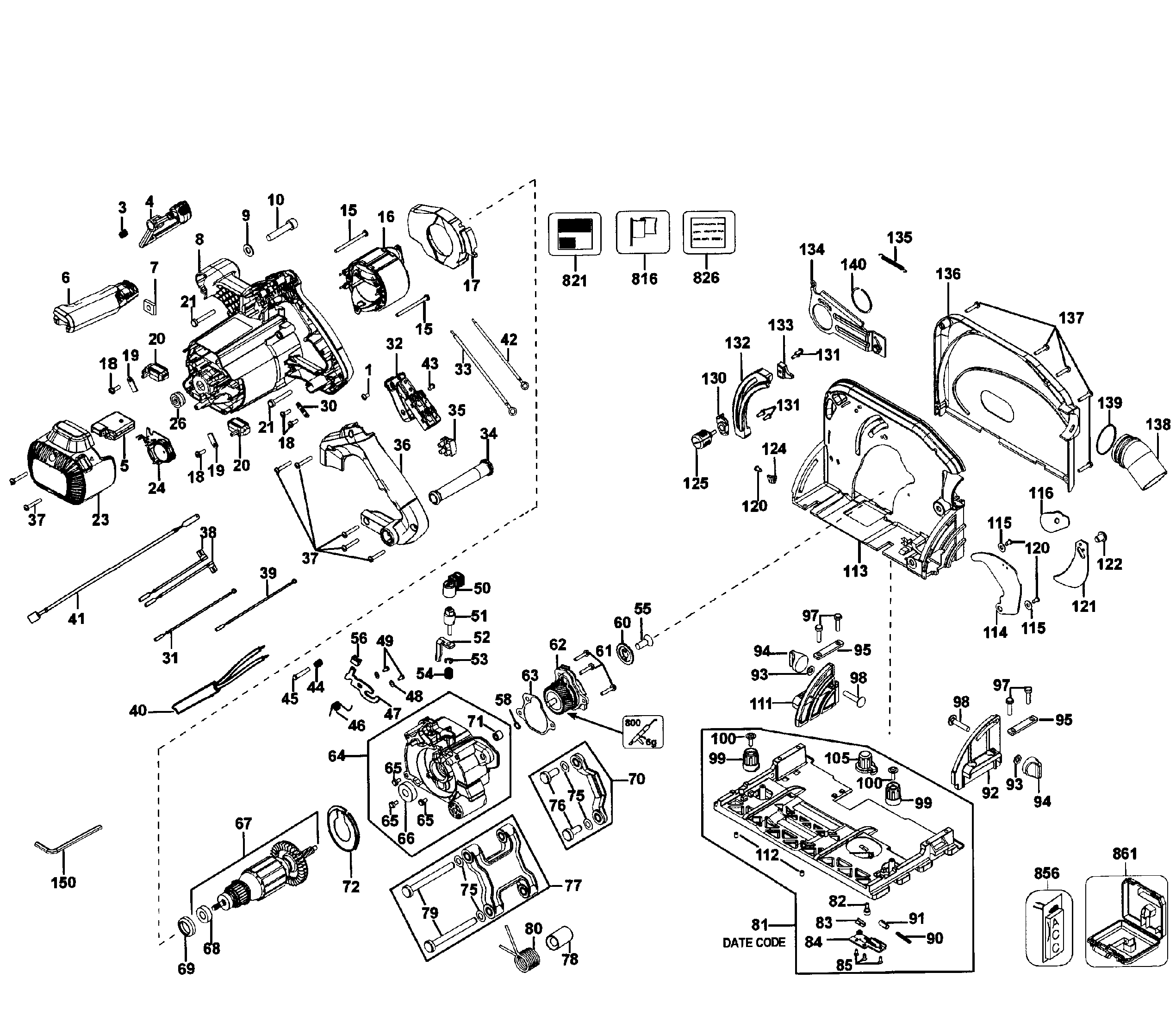 DeWalt DWS520SKH TYPE1 saw circular diagram
