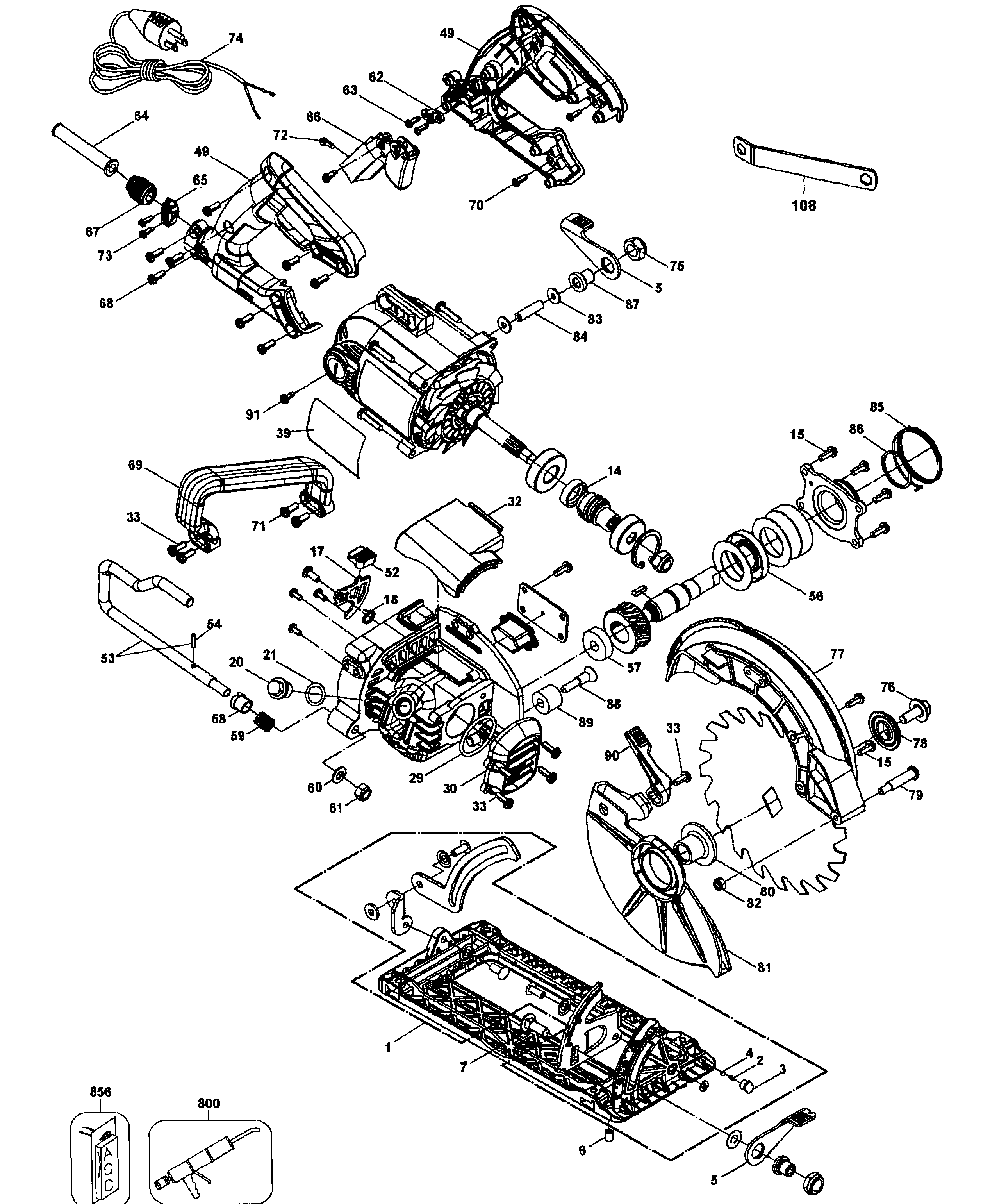DeWalt DWS535T TYPE1 saw circular diagram