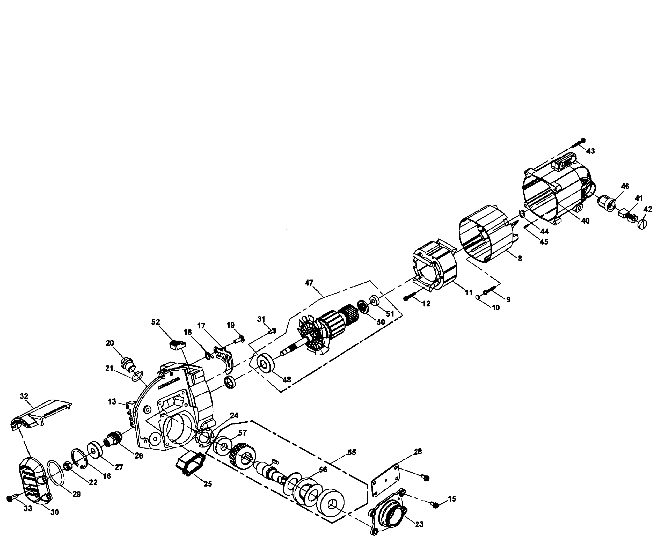 DeWalt DWS535T TYPE1 motor assy diagram
