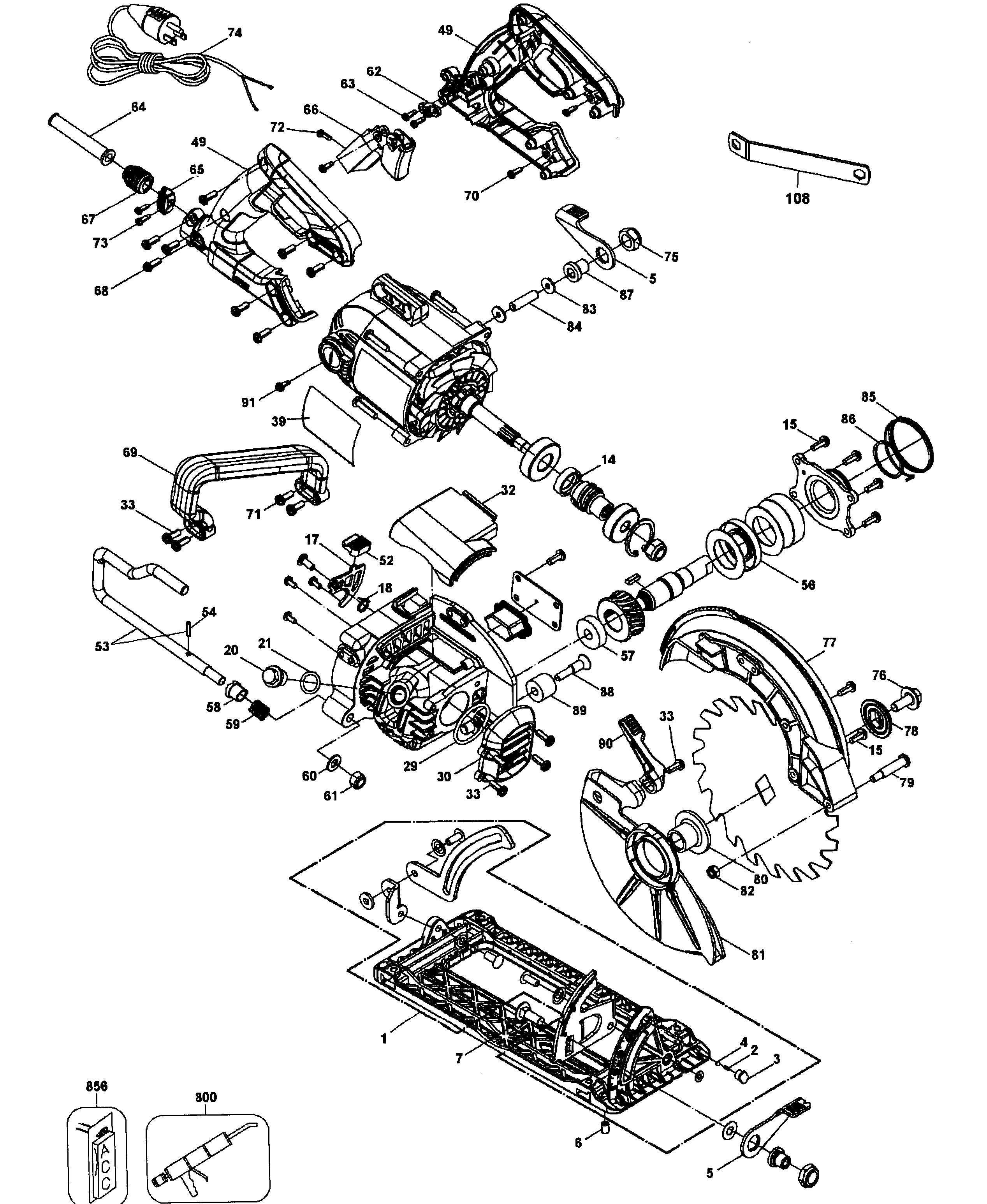 DeWalt DWS535T TYPE2 saw circular diagram