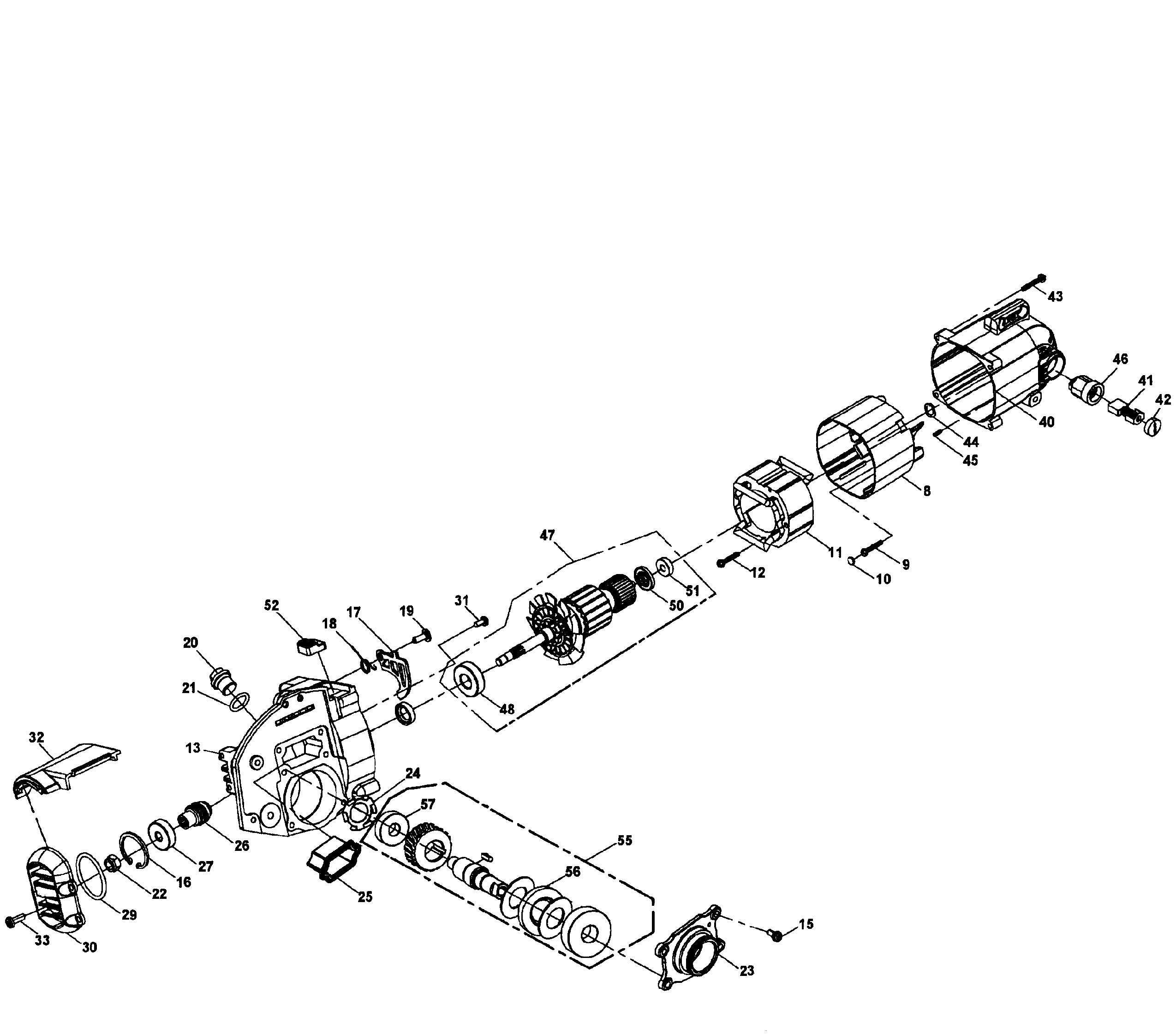 DeWalt DWS535T TYPE2 motor assy diagram