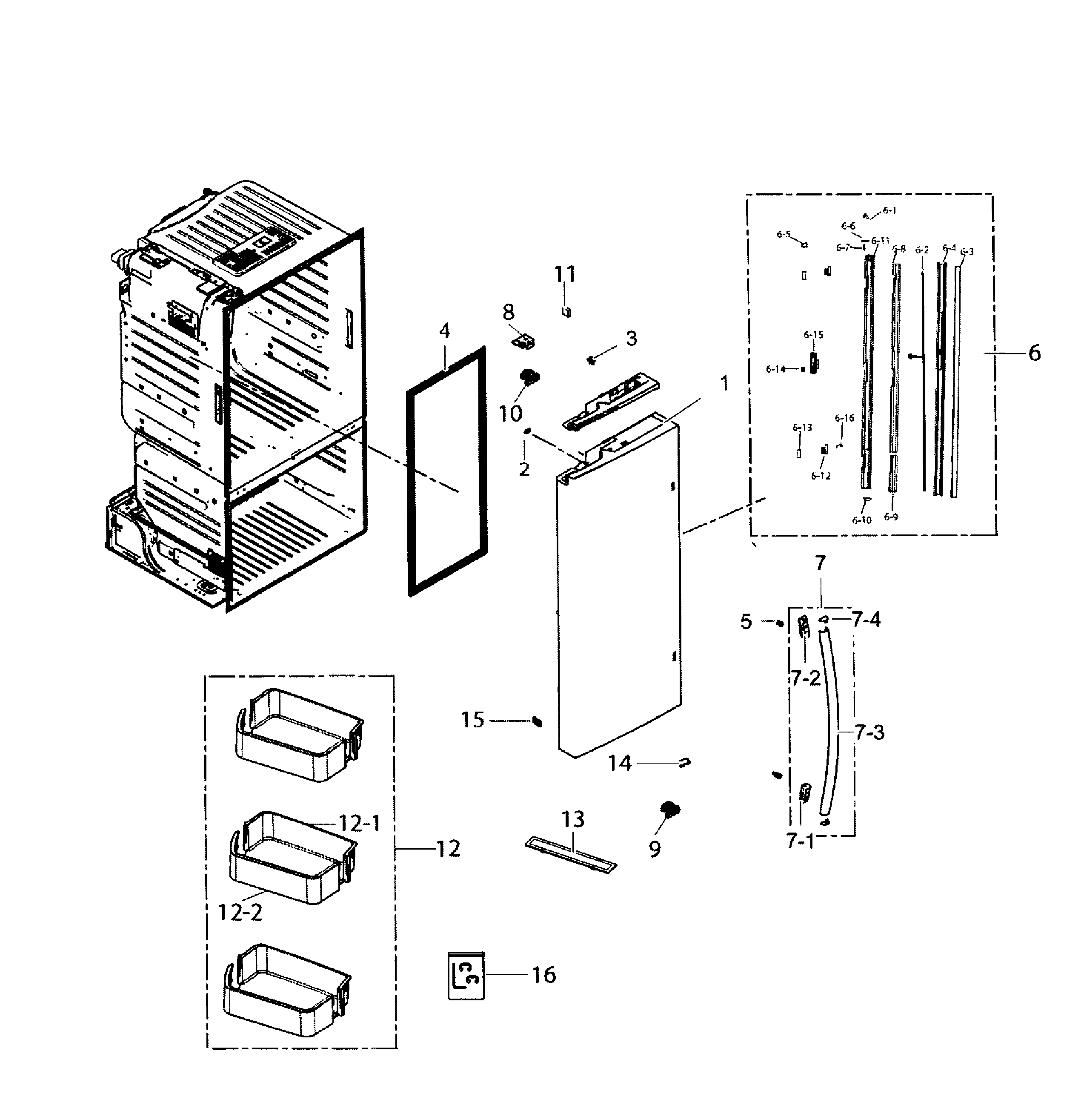 Samsung RF221NCTABC/AA-01 left door diagram