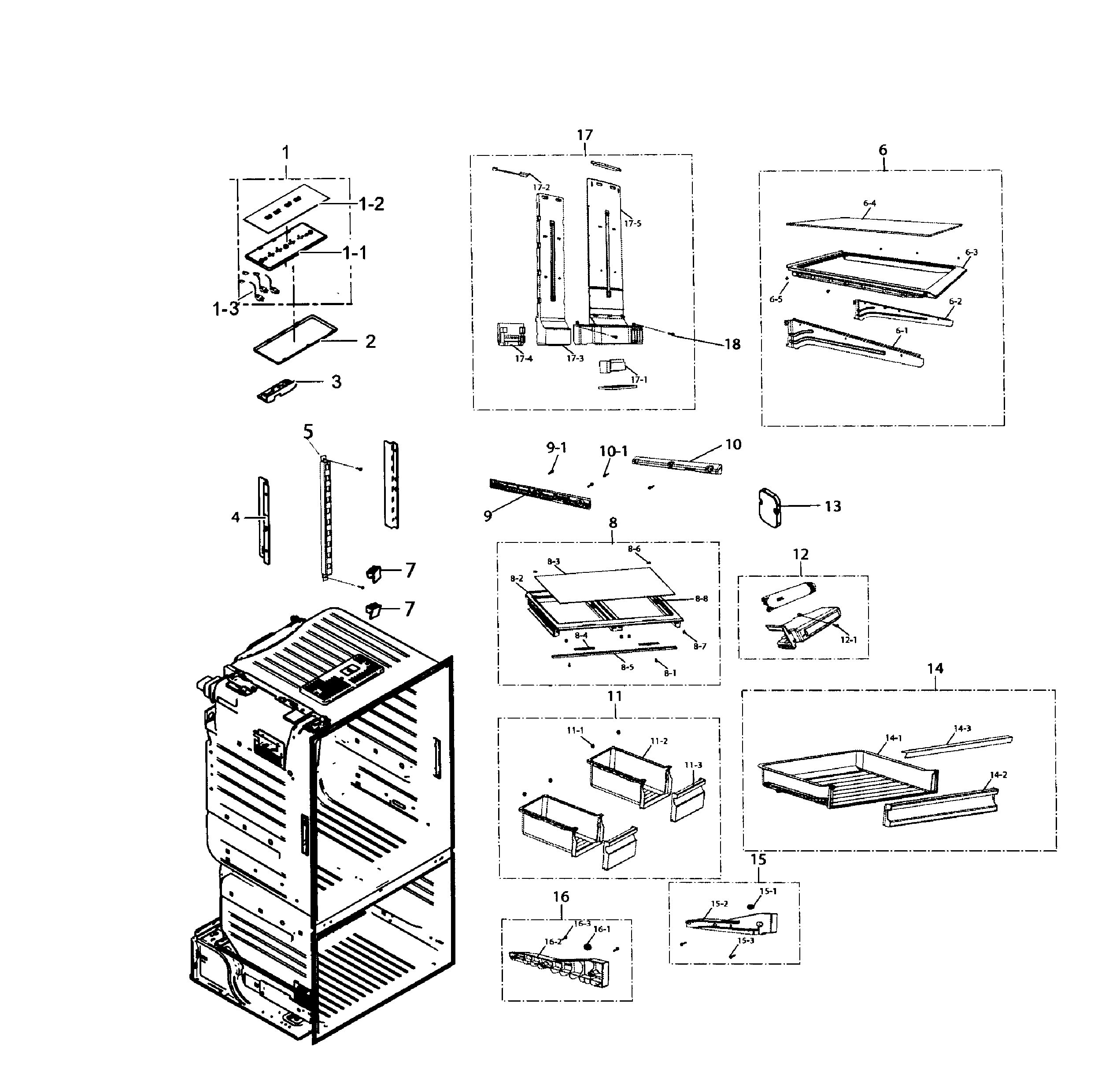 Samsung RF221NCTAWW/AA-01 refrigerator diagram