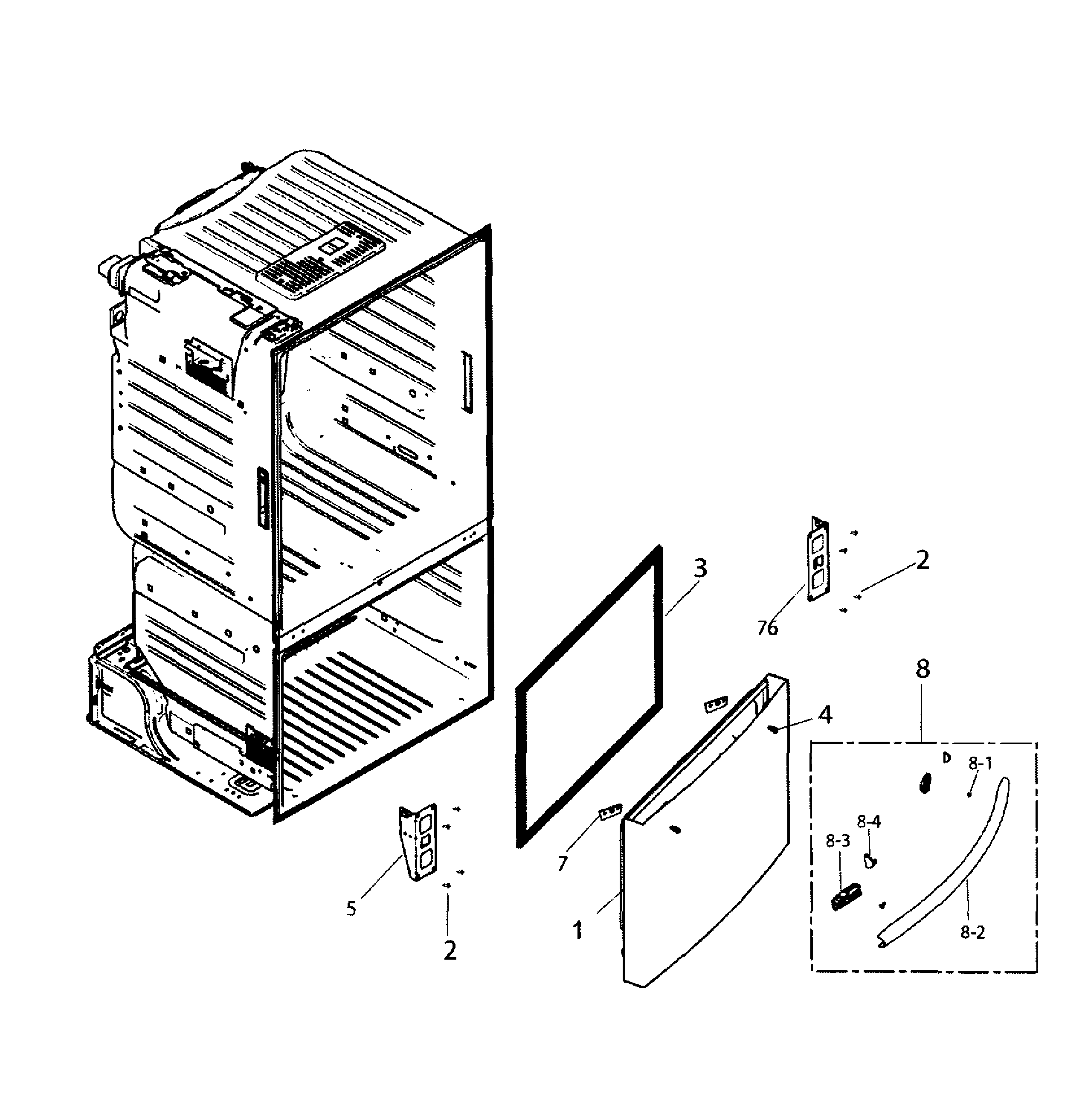 Samsung RF221NCTAWW/AA-01 freezer door diagram