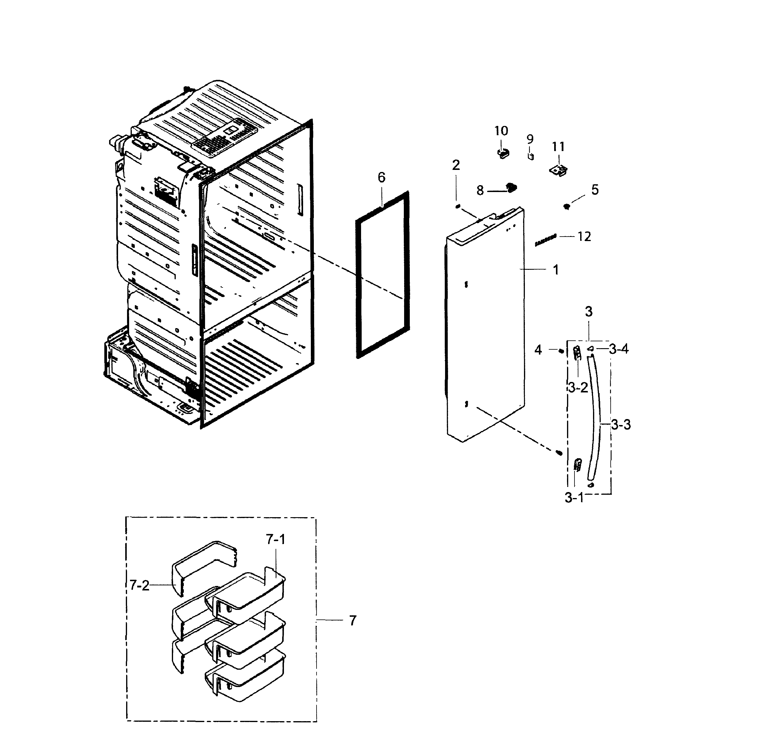 Samsung RF221NCTAWW/AA-01 right door diagram