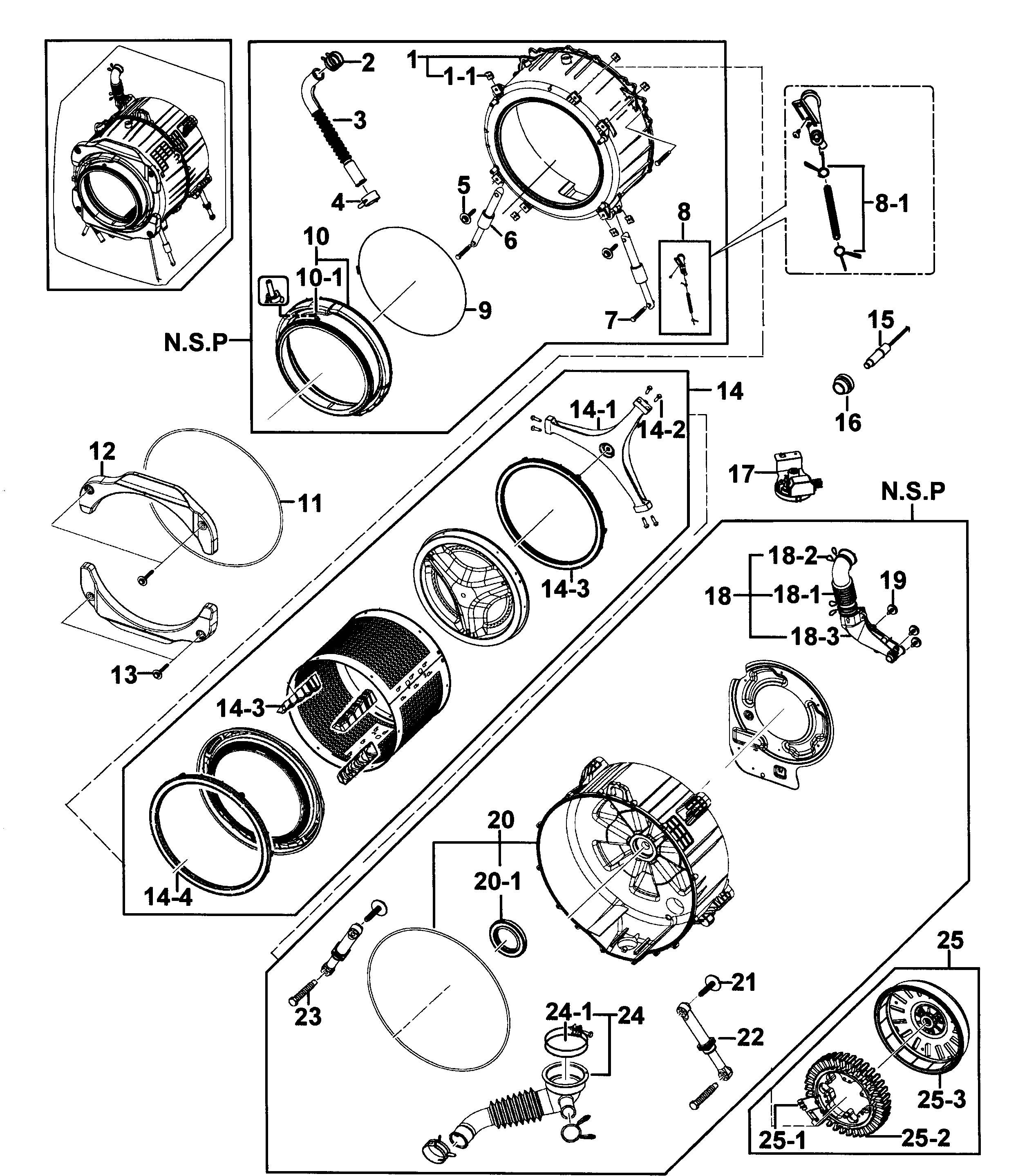 Kenmore 40249032012 tub/drum assy diagram
