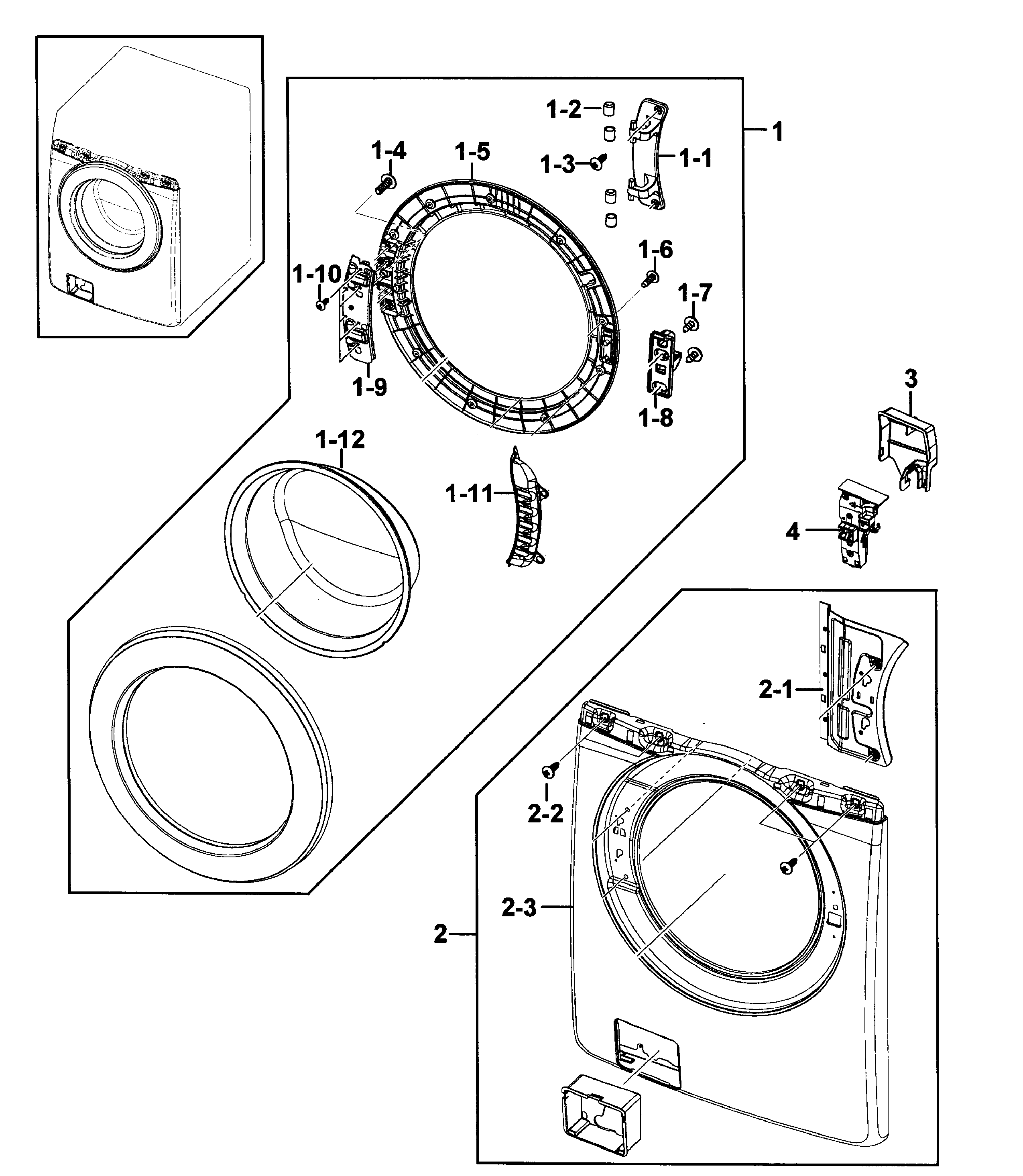 Kenmore 40249032012 front/door assy diagram