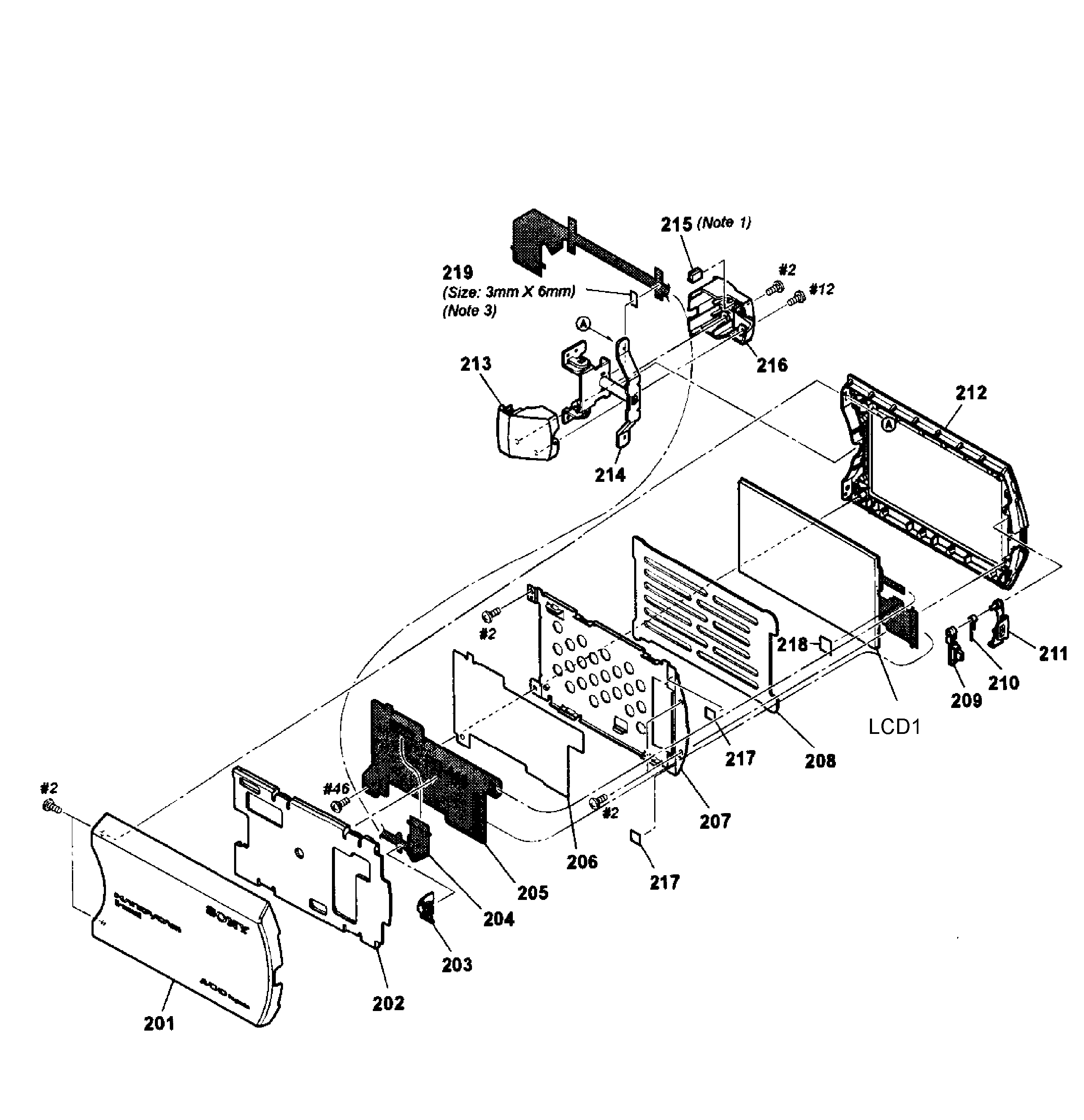 Sony NEX-VG20H lcd assy diagram
