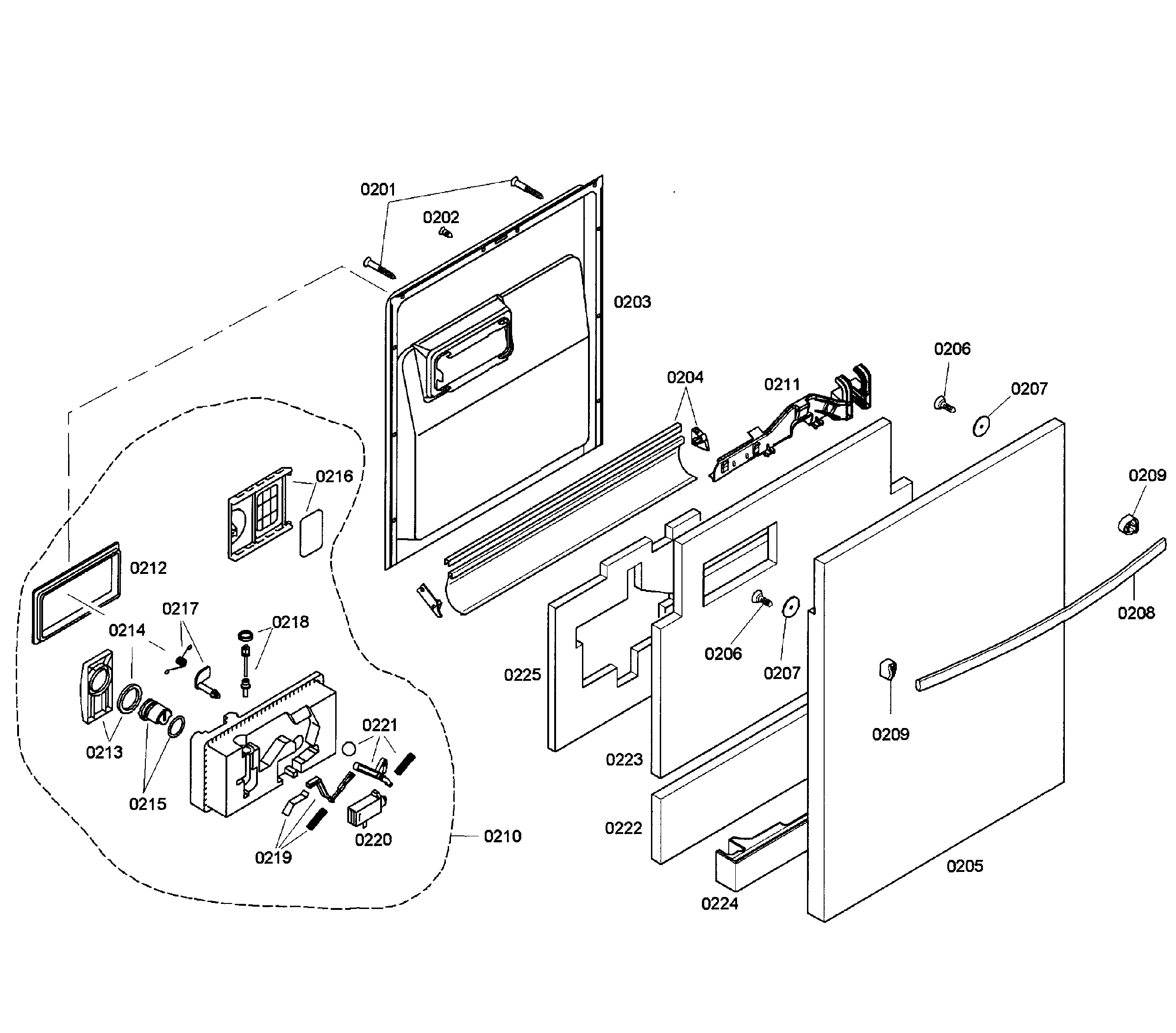 Bosch SHX43M05UC/50 door assy diagram