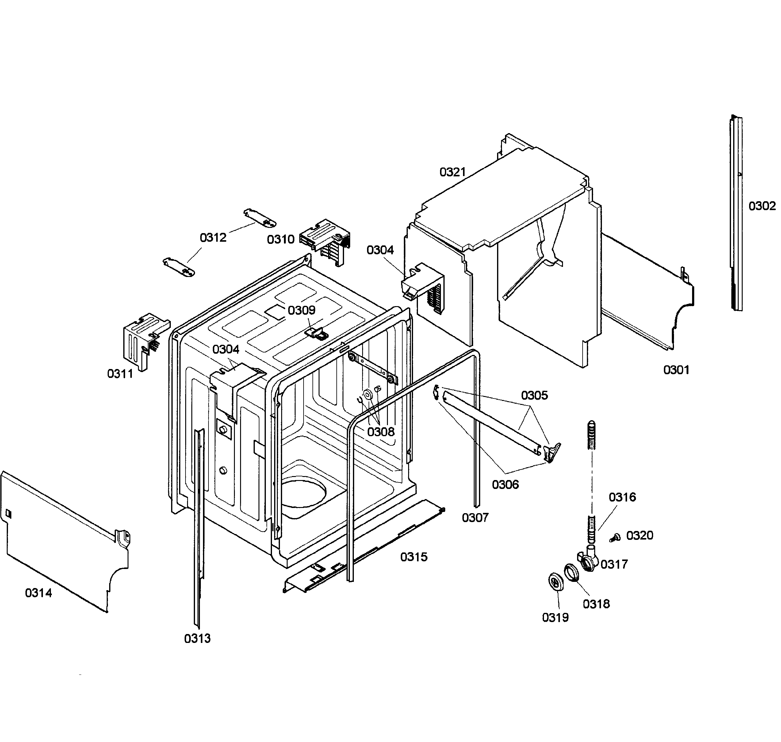 Bosch SHX43M05UC/50 cabinet diagram