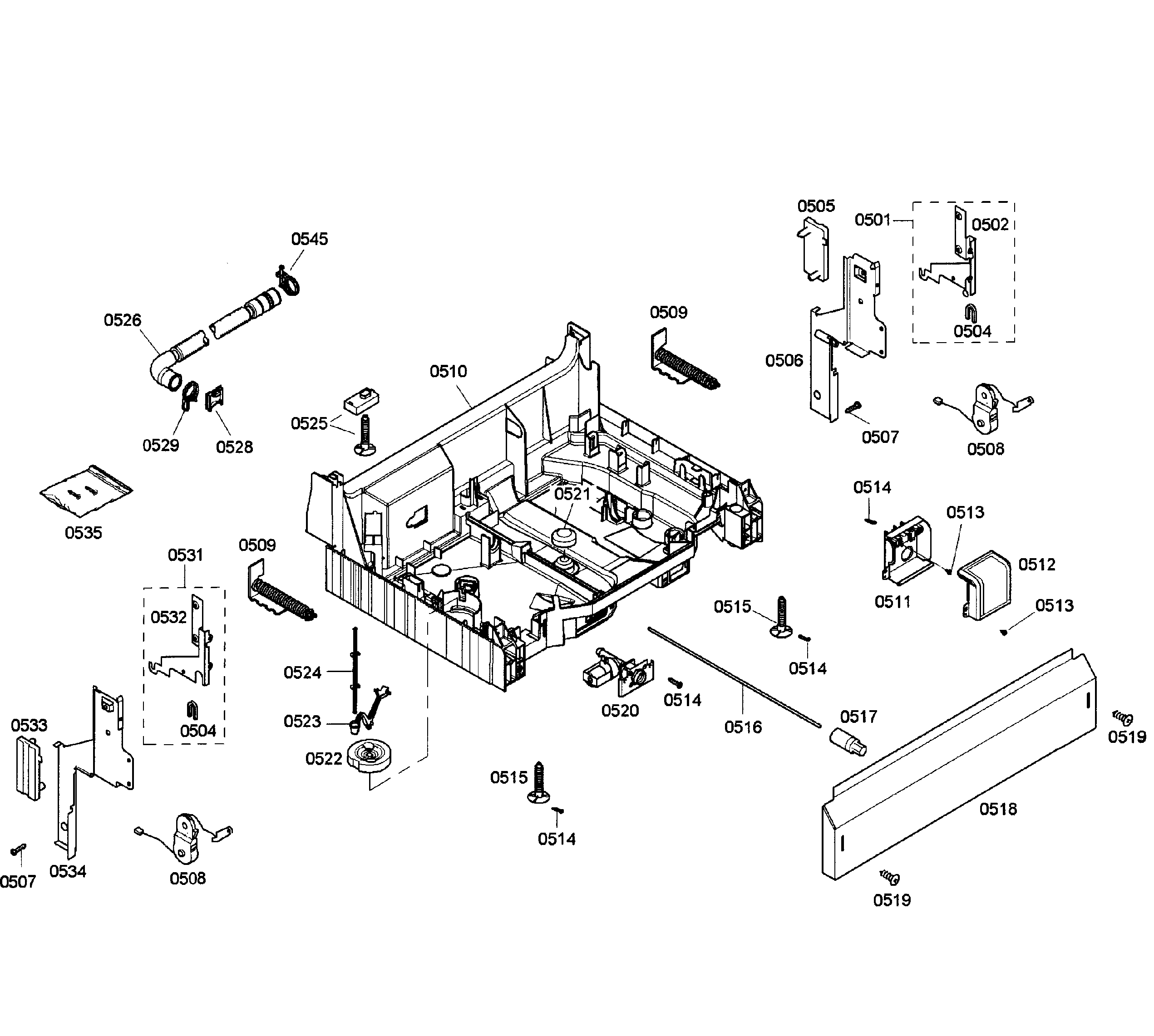 Bosch SHX43M05UC/50 base assy diagram