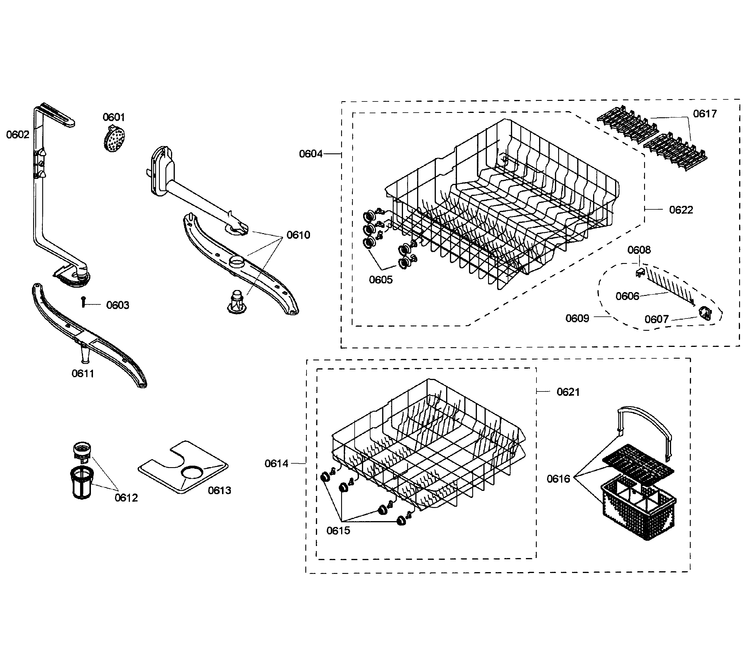Bosch SHX43M05UC/50 baskets diagram
