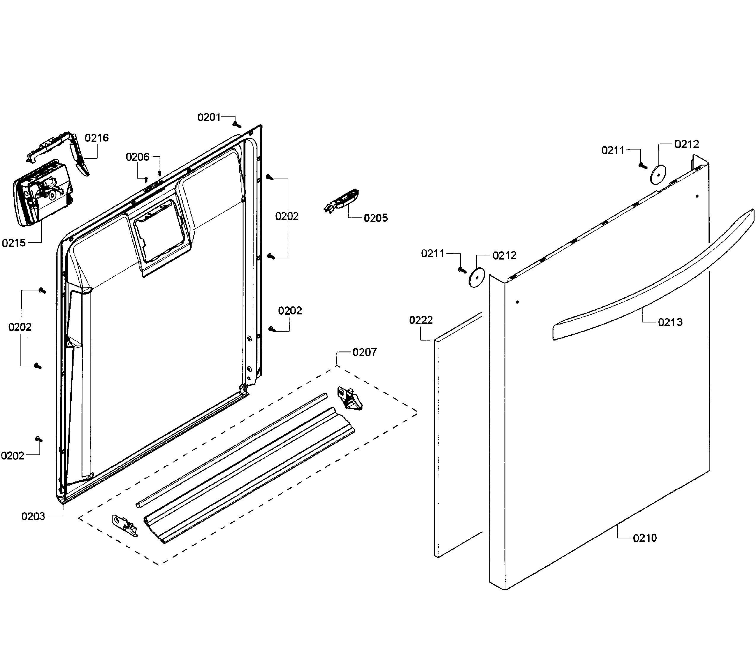 Kenmore Elite 63013912012 door assy diagram