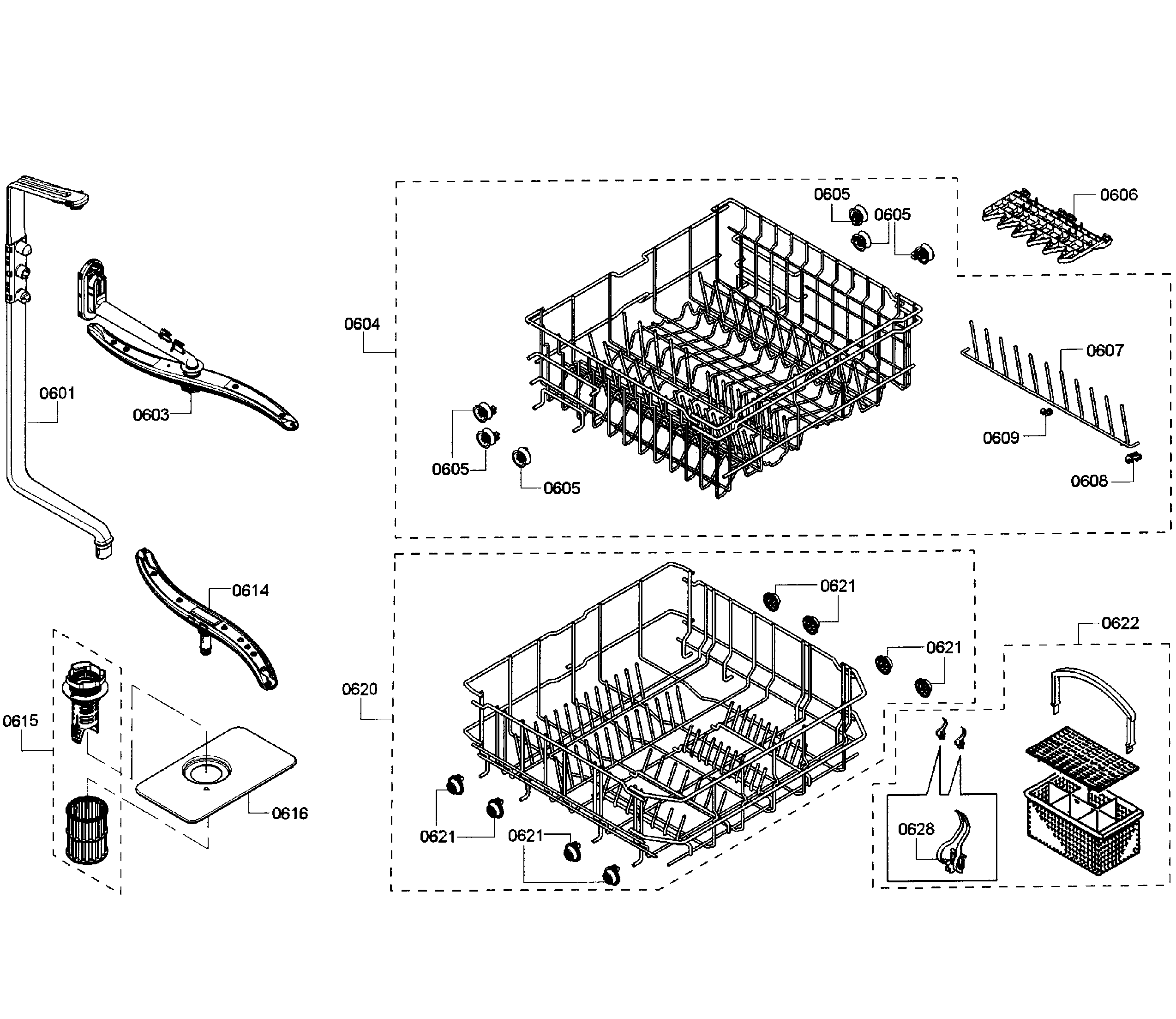Kenmore Elite 63013912012 baskets diagram