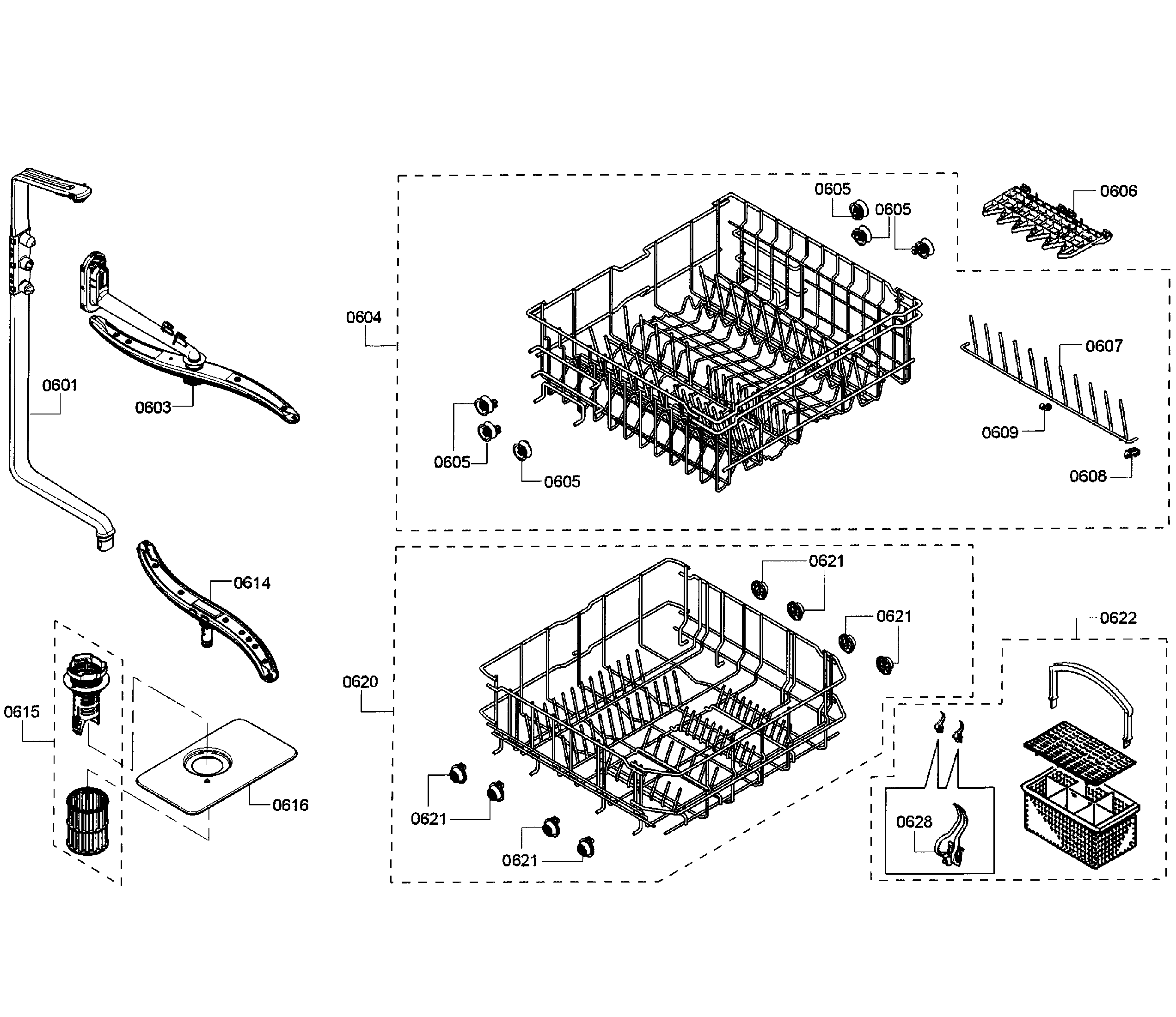 Kenmore Elite 63013912013 basets diagram