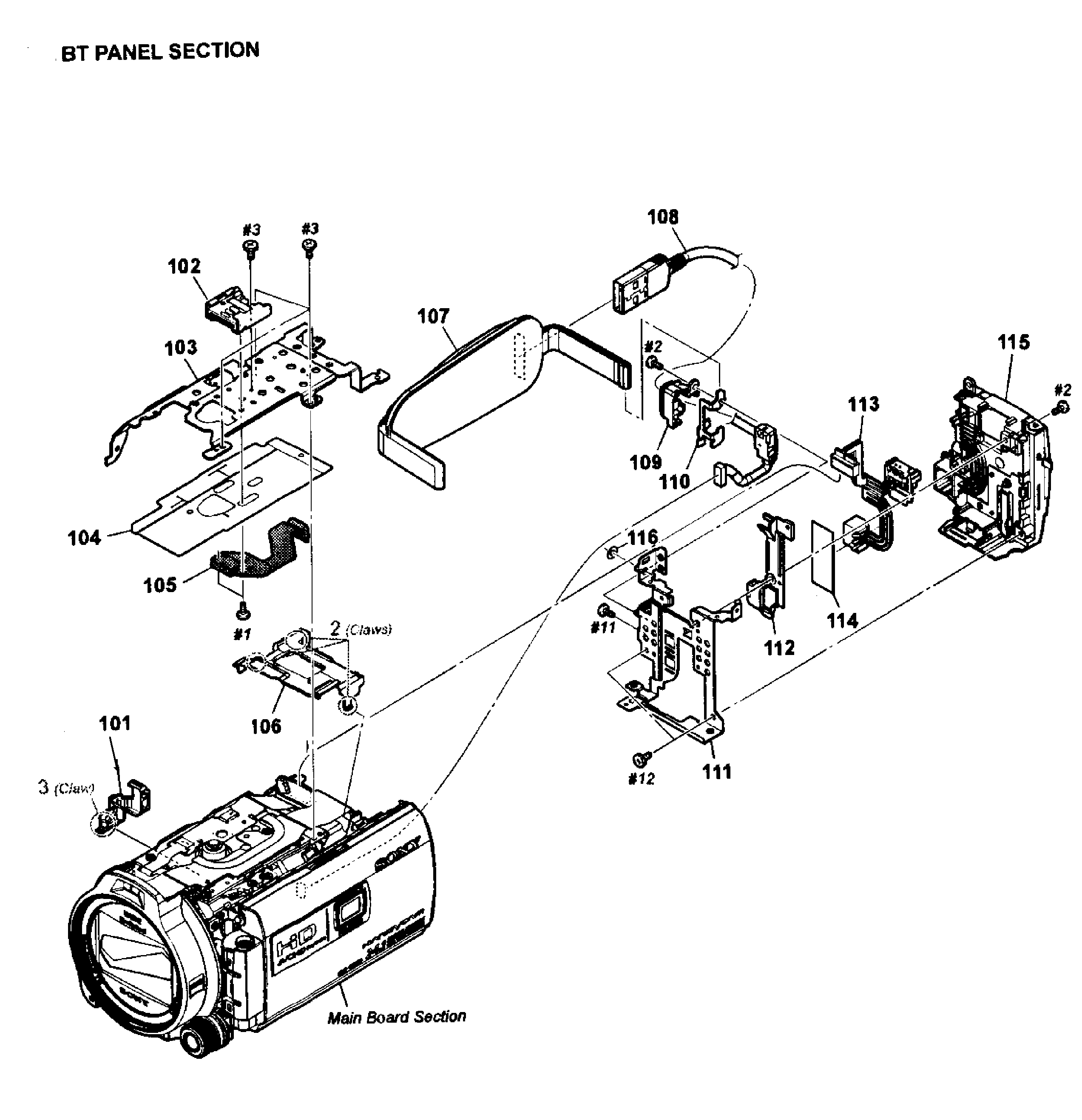 Sony HDR-PJ760V bt panel diagram