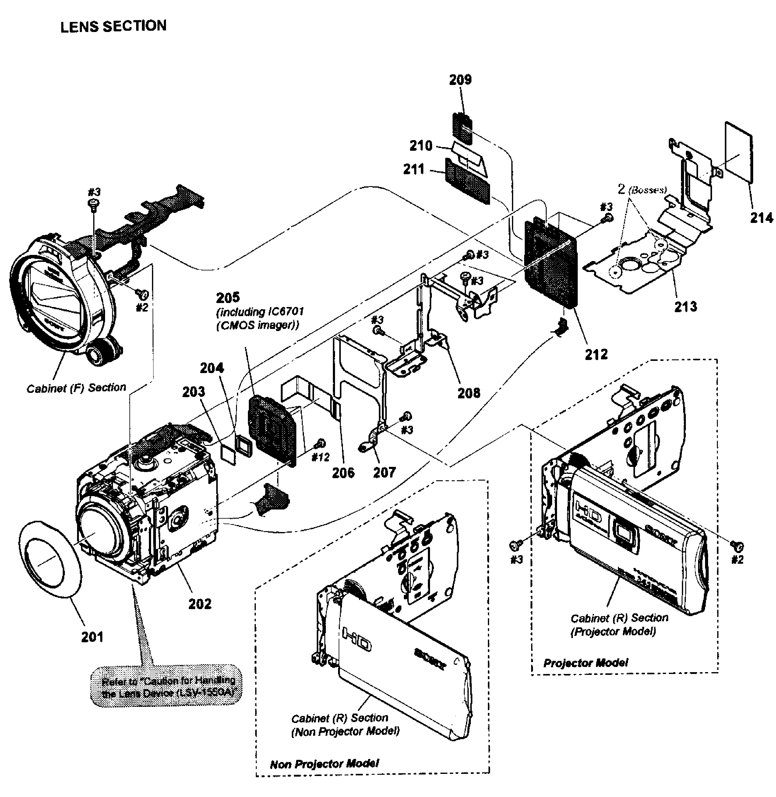 Sony HDR-PJ760V lens assy diagram