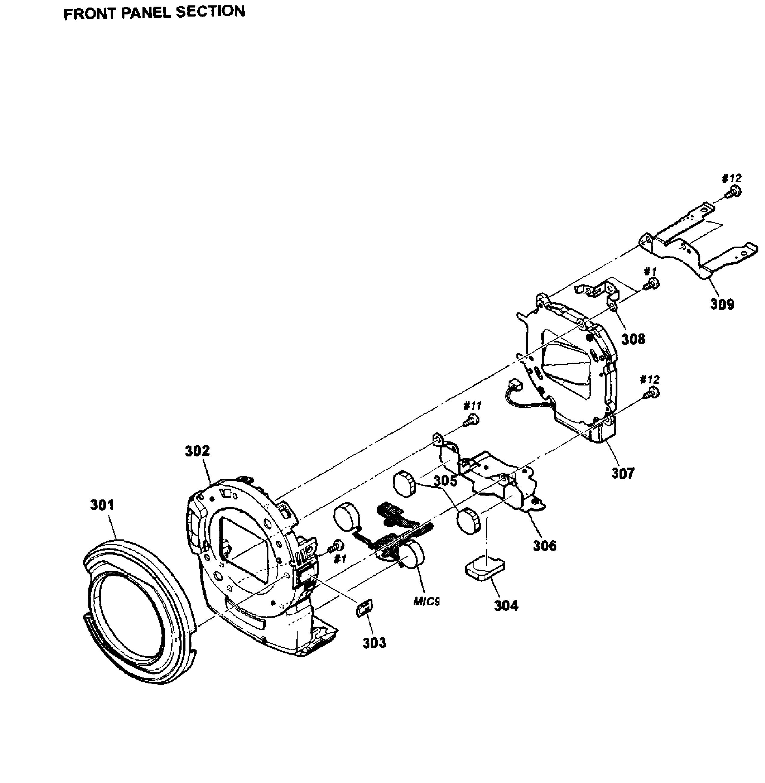 Sony HDR-CX580V front assy diagram