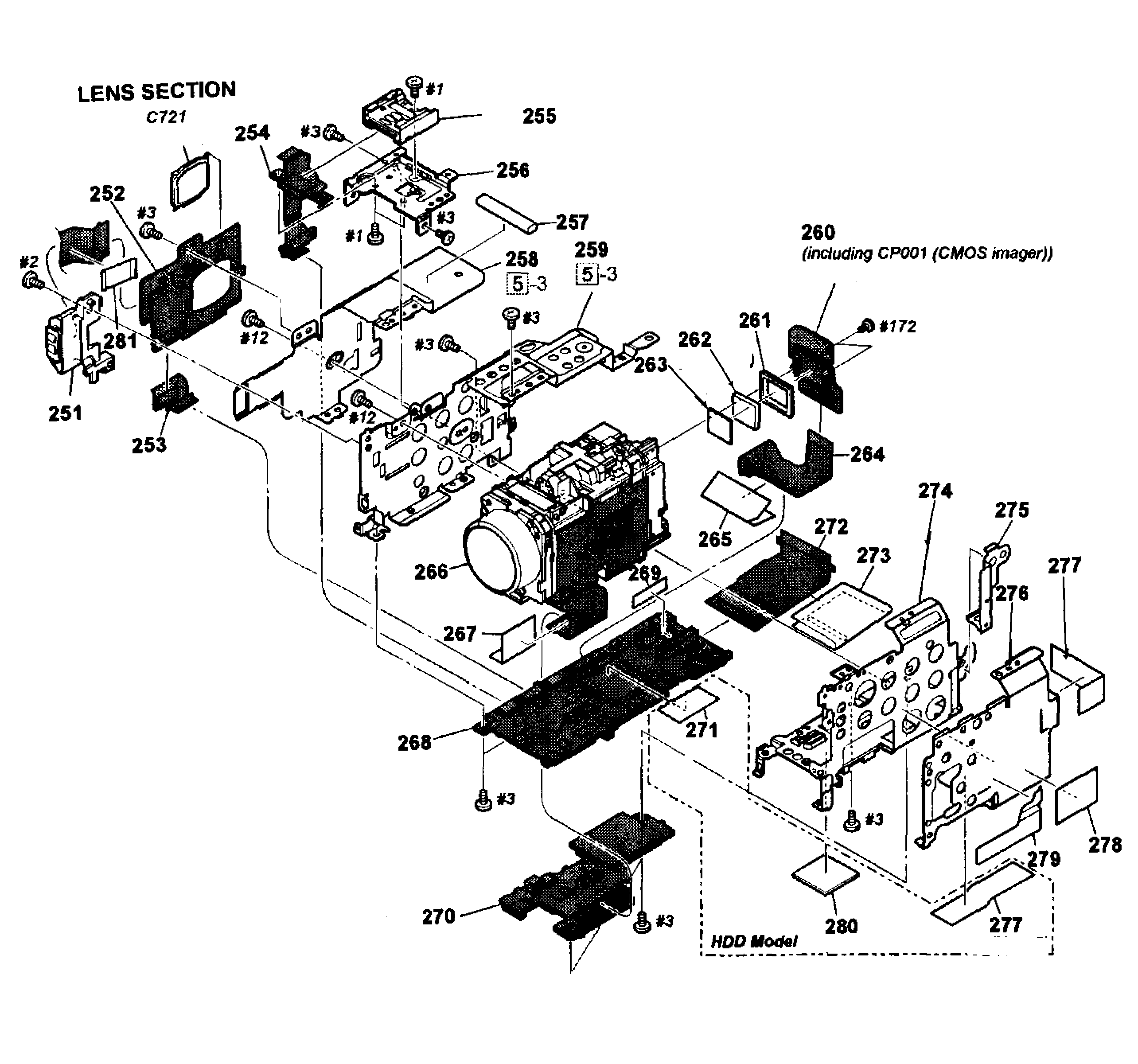 Sony HDR-PJ580V lens assy diagram