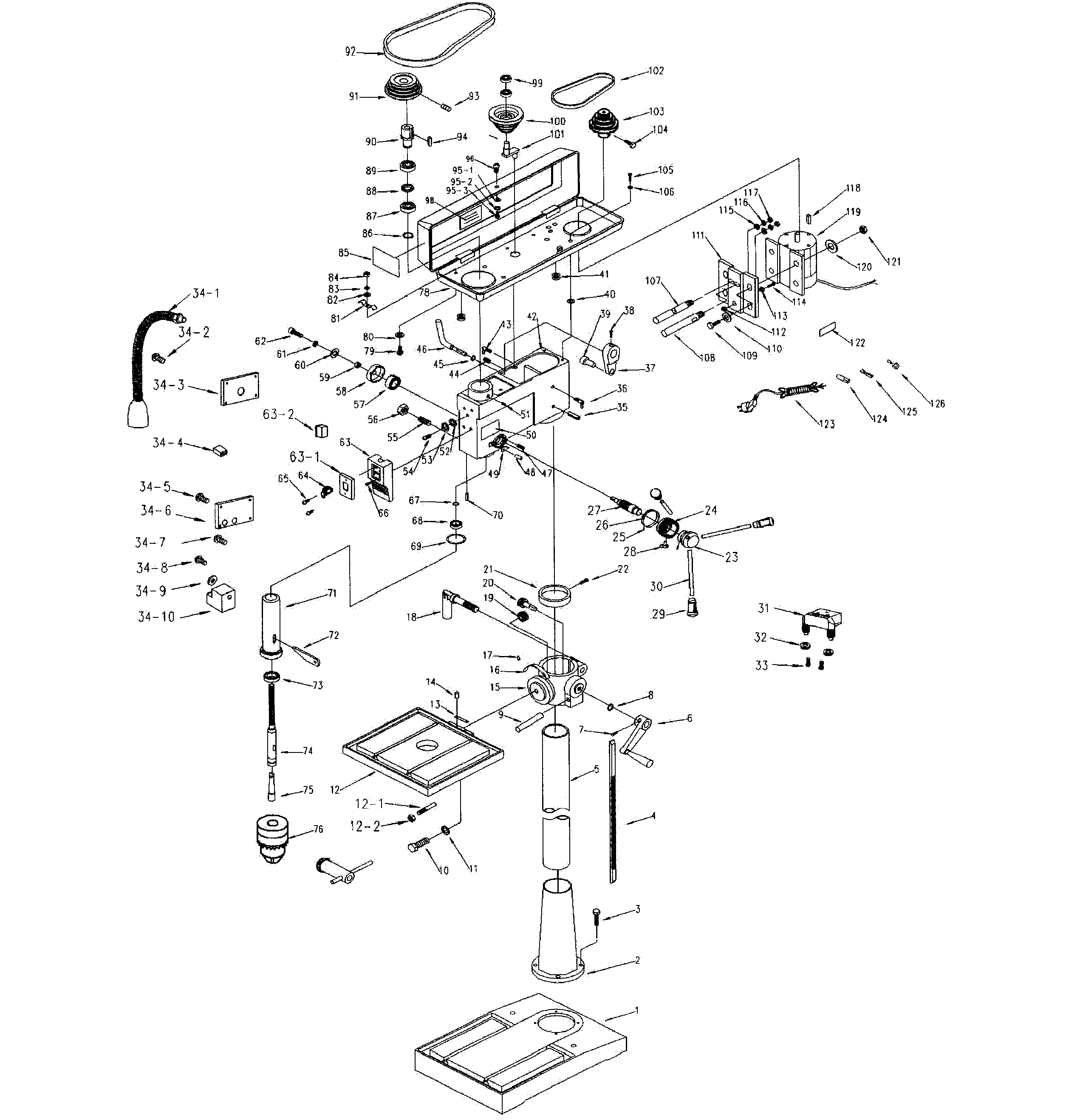 Craftsman 12434986 drill press diagram