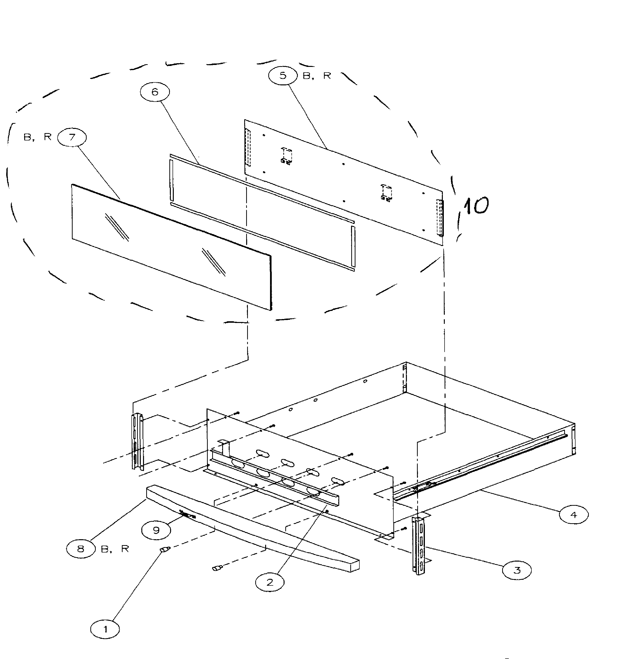 Dacor DWO30 drawer assy diagram
