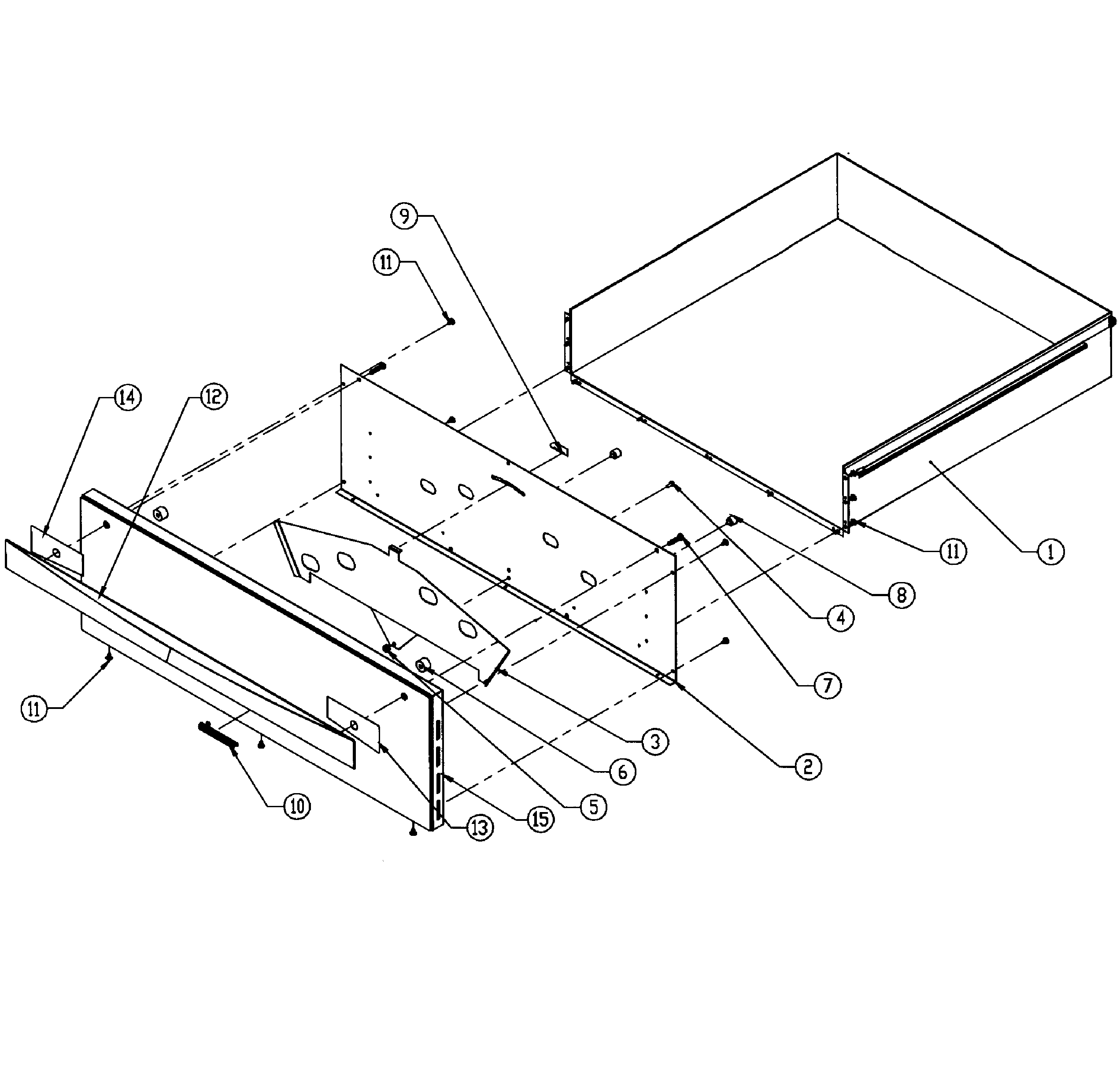 Dacor PW30 drawer assy diagram