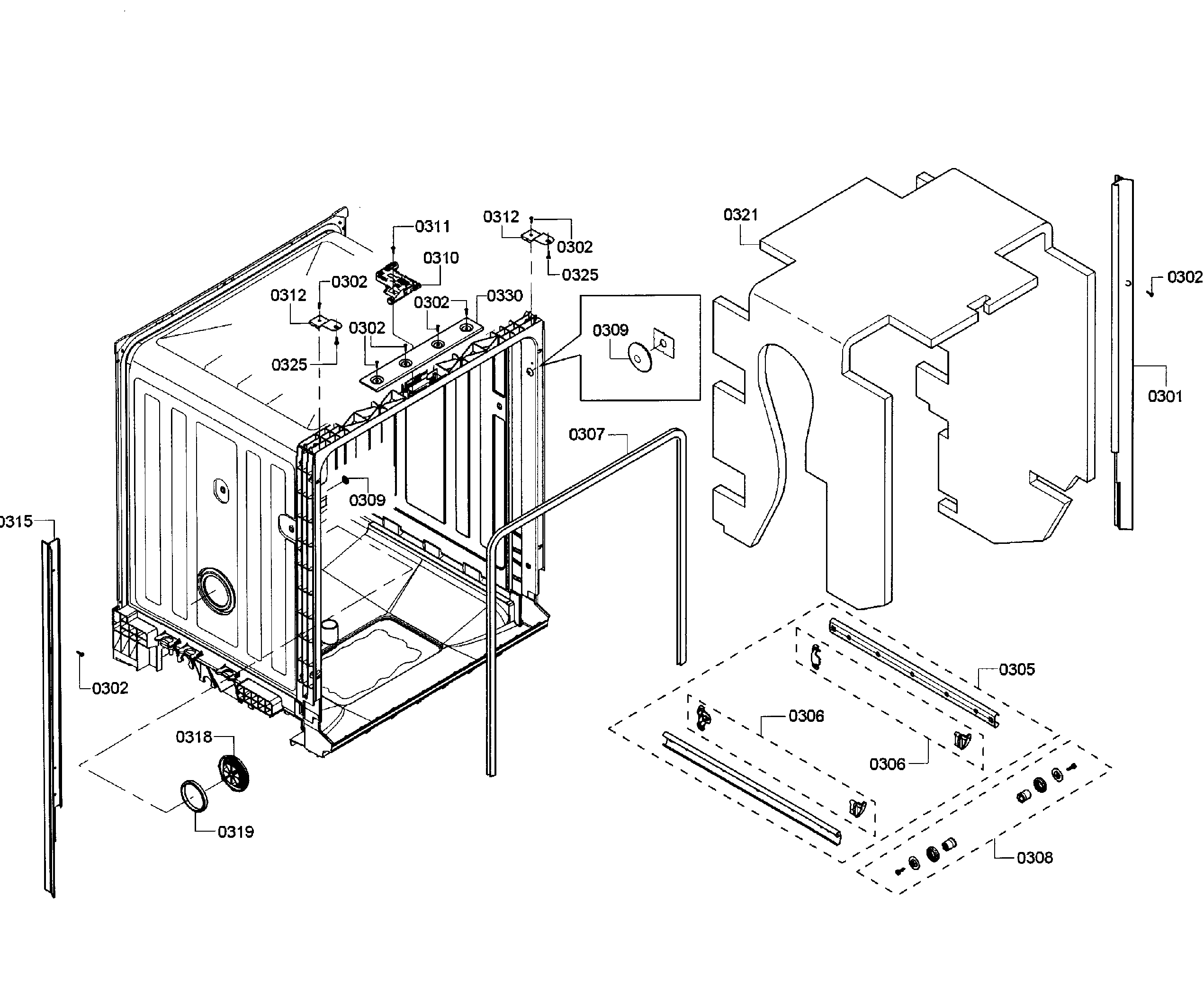 Kenmore Elite 63013913014 cabinet assy diagram
