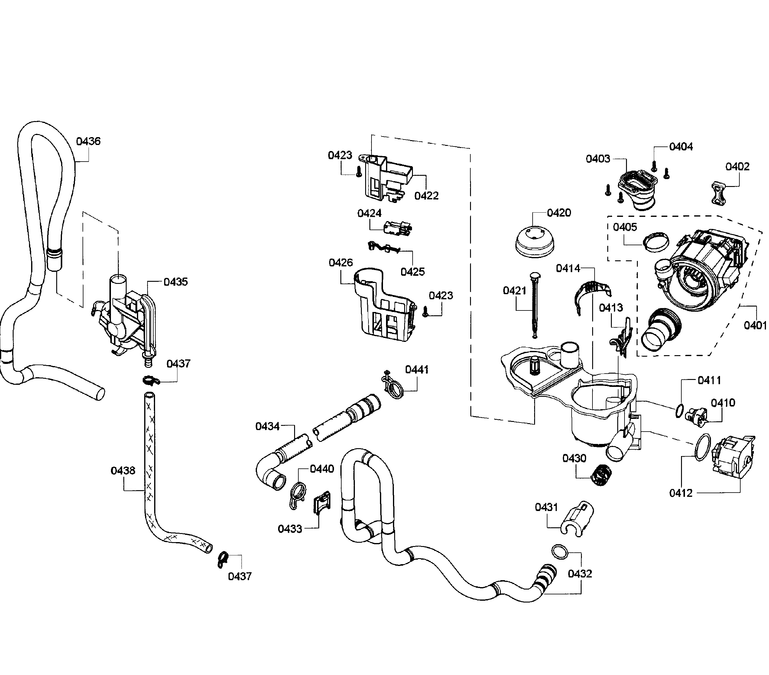 Kenmore Elite 63013913014 pump assy diagram