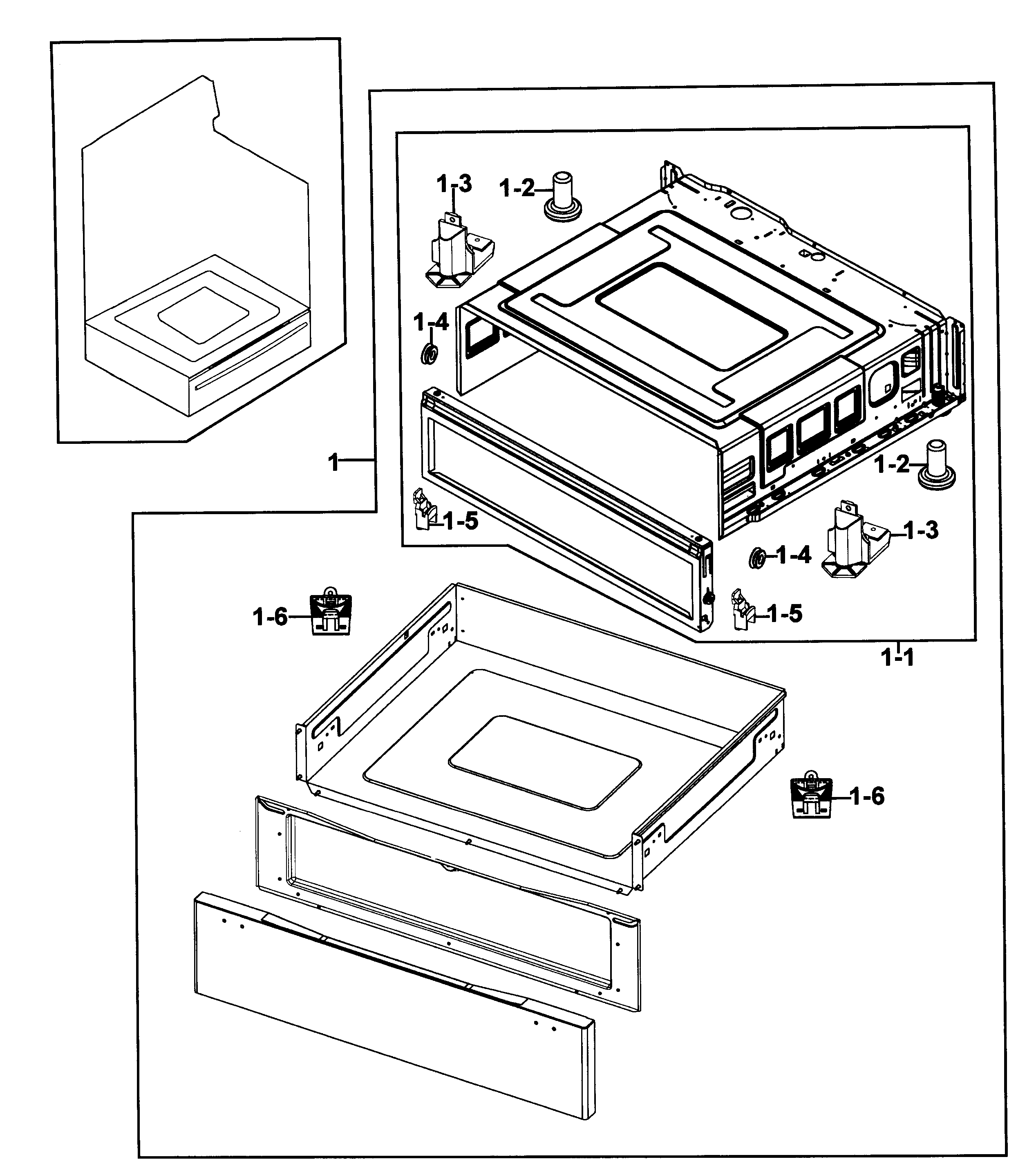 Samsung NE595R0ABBB/AA-00 drawer assy diagram