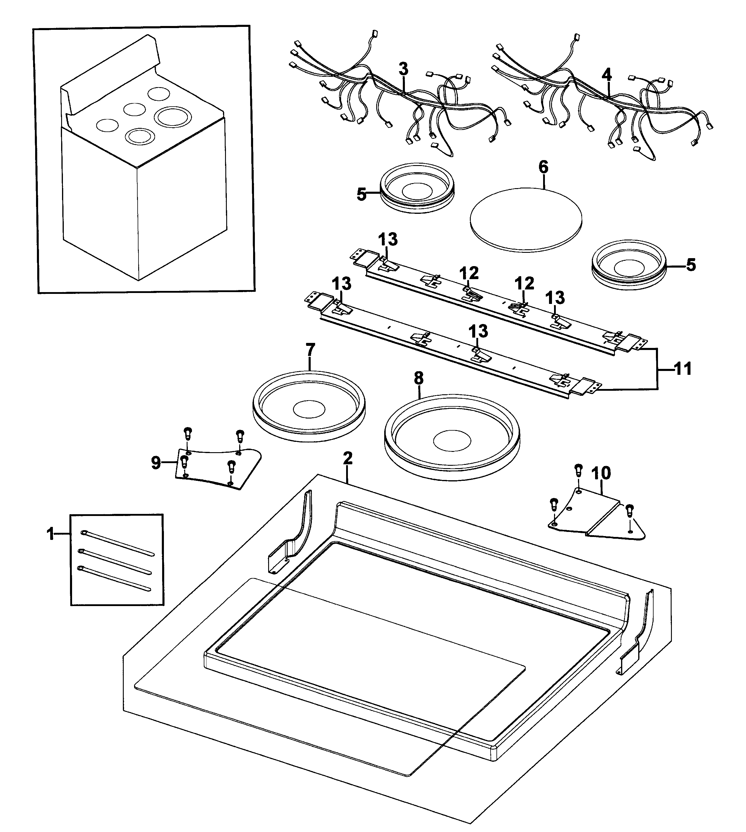 Samsung NE595R0ABWW/AA-00 cooktop assy diagram