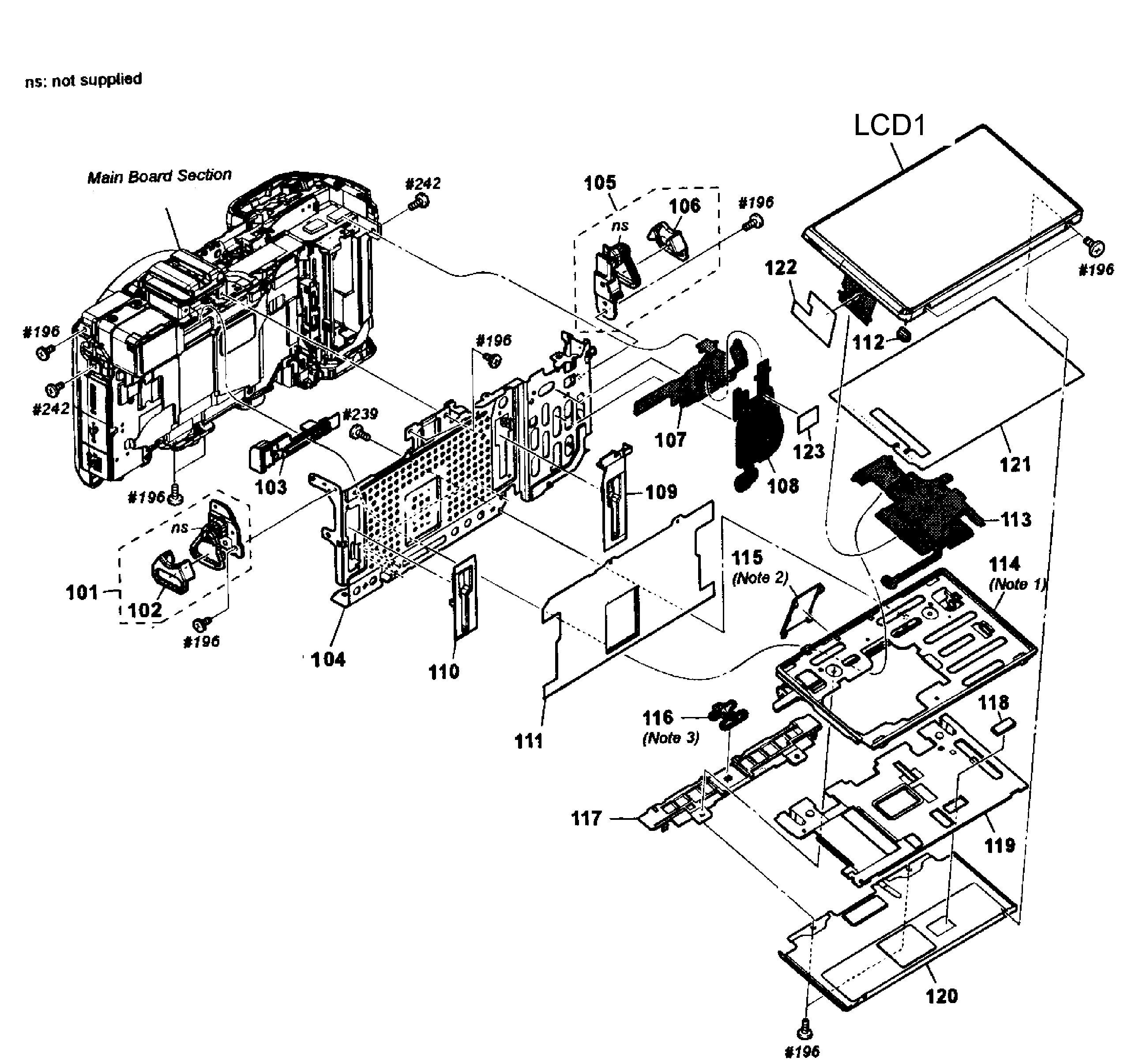 Sony NEX-7K lcd assy diagram
