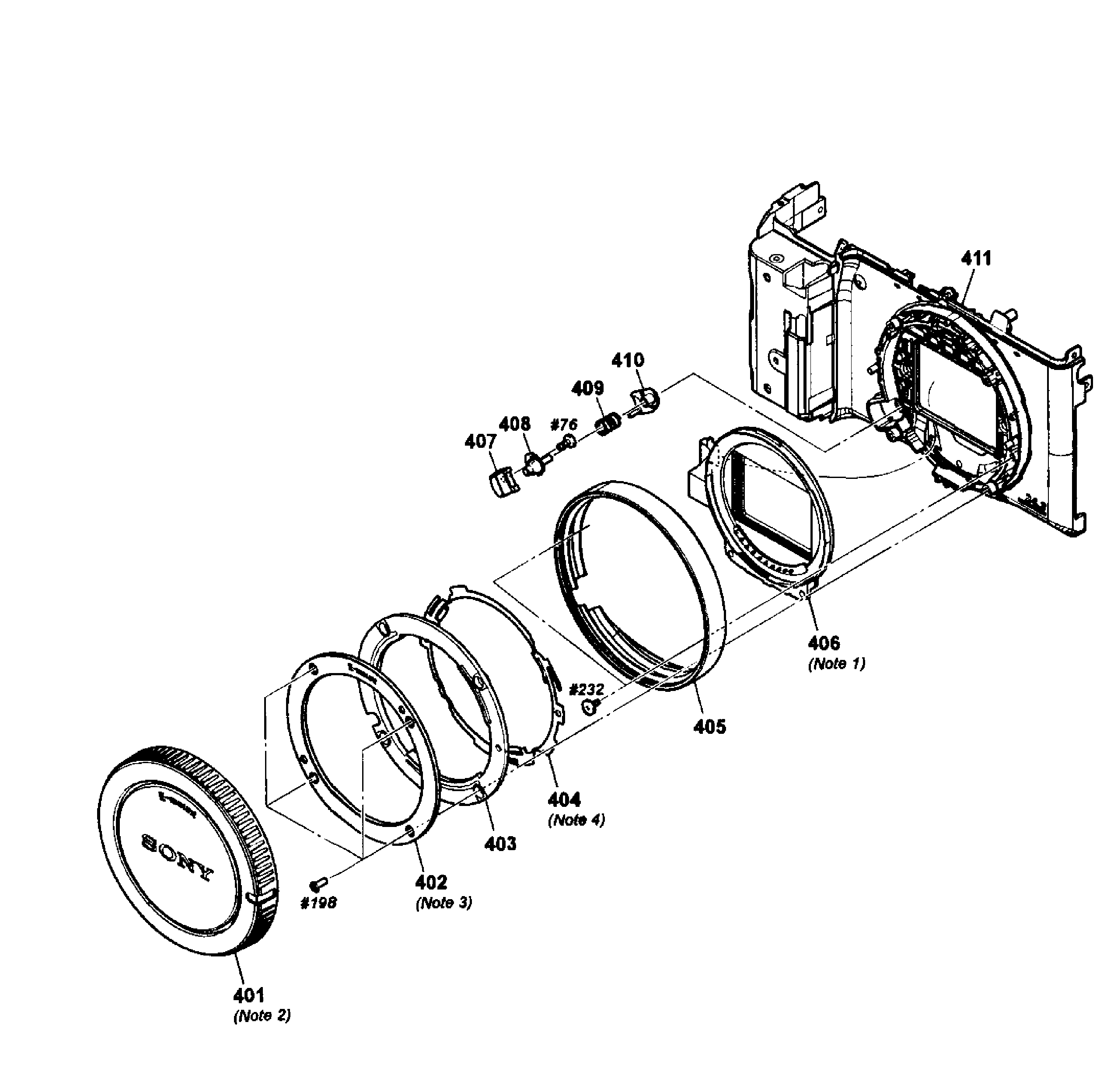 Sony NEX-7K front assy diagram