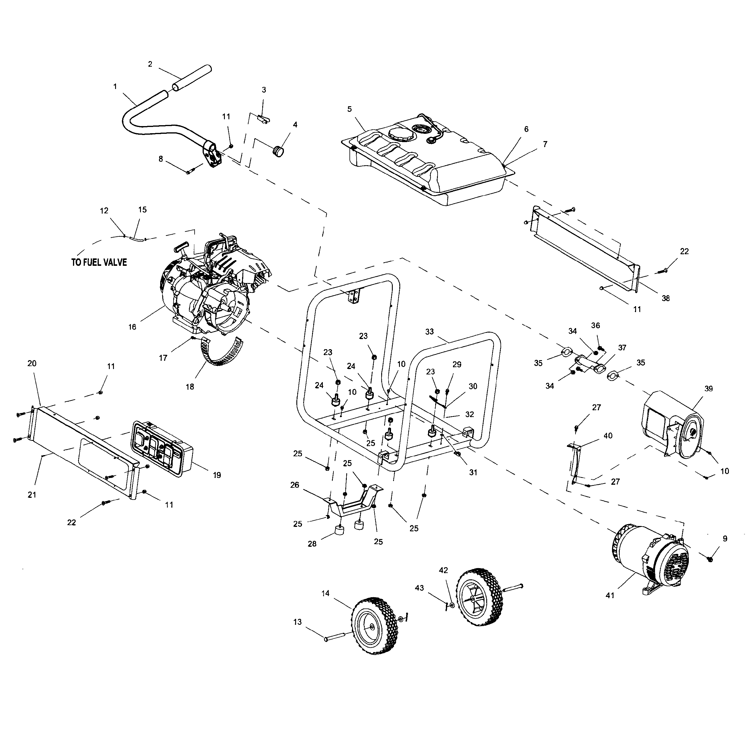 Generac GP5500-5939-4 frame assy diagram