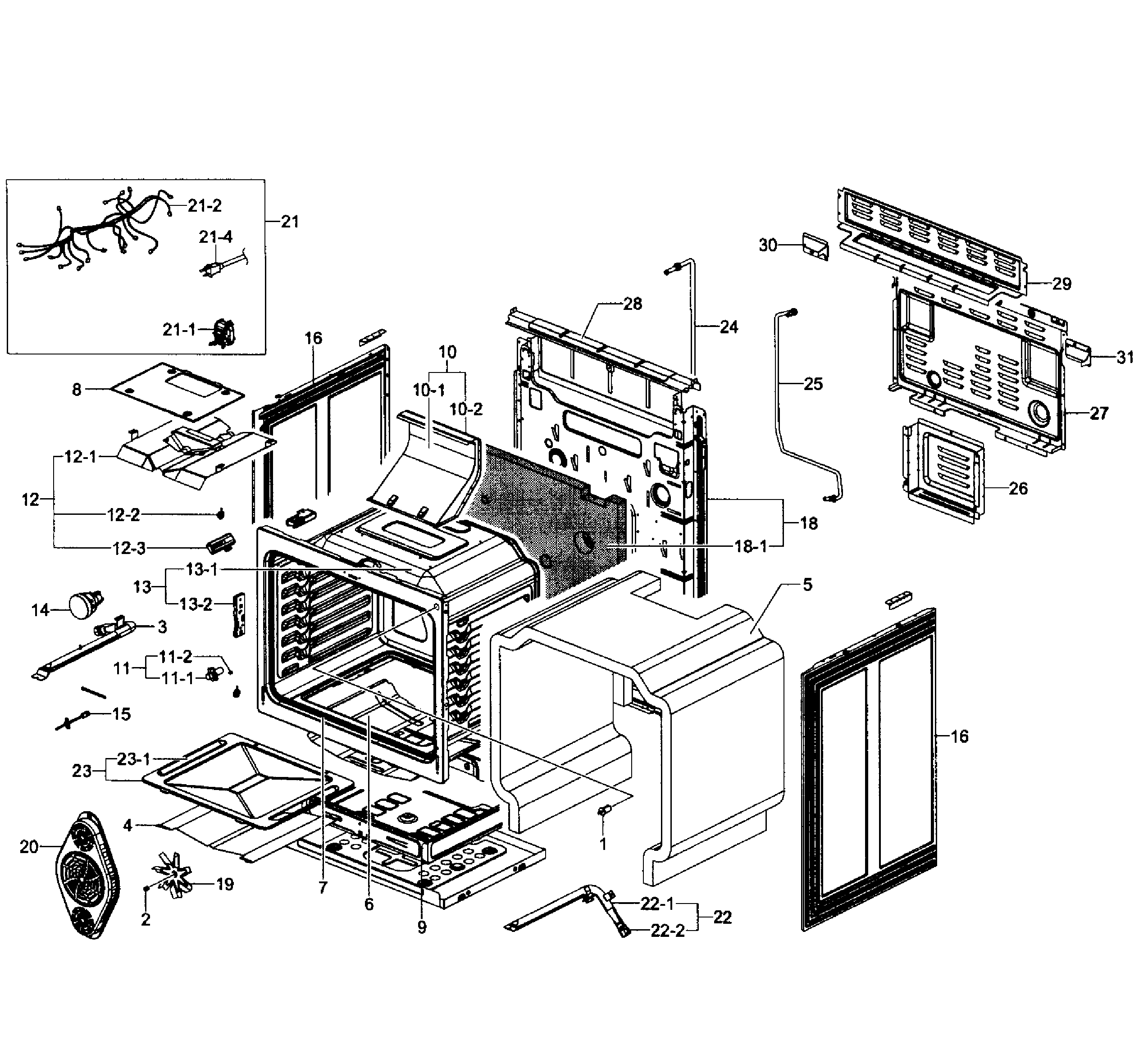 Samsung NX583G0VBSR/AA-01 cavity assy diagram