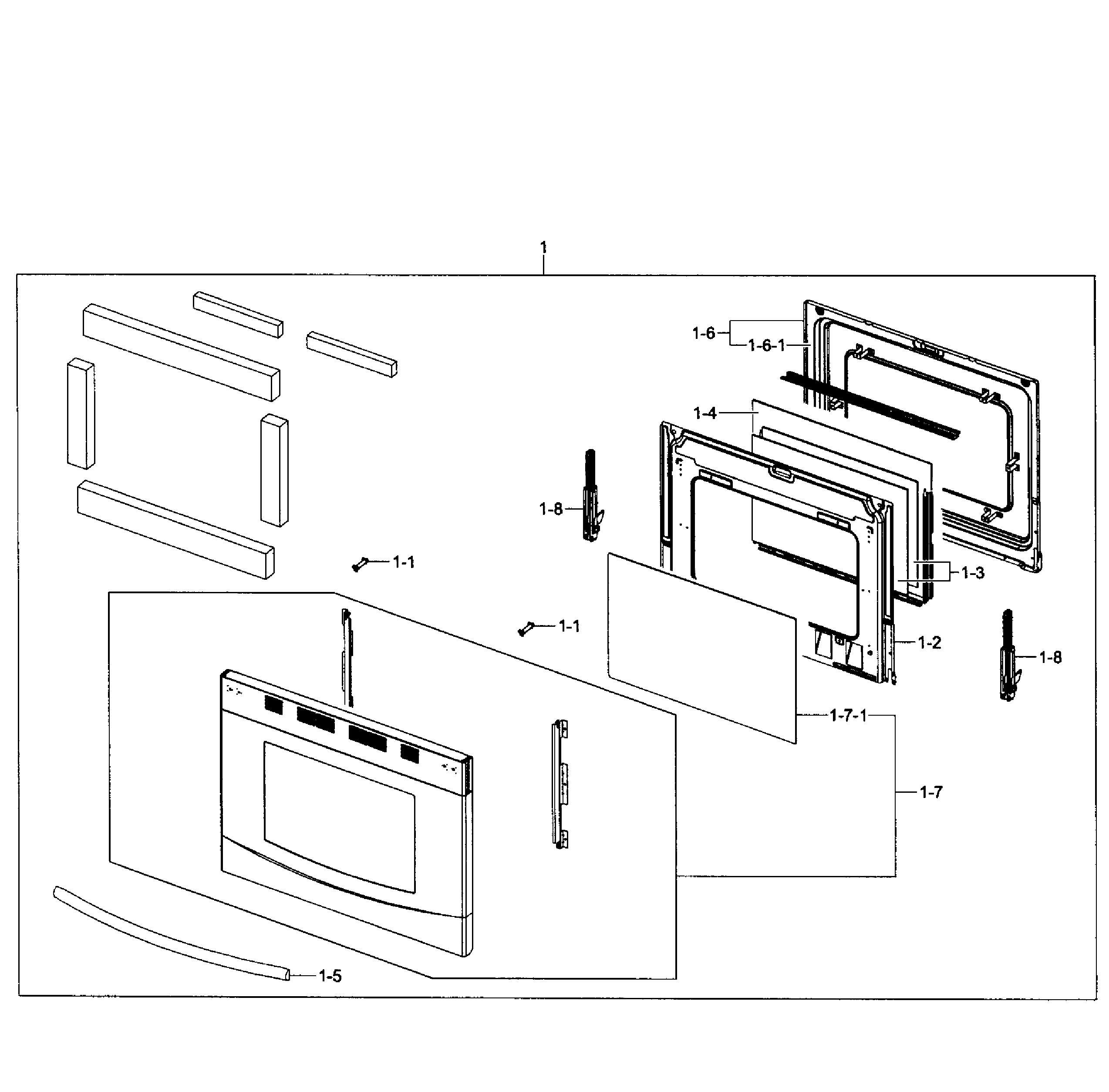 Samsung NX583G0VBSR/AA-01 door assy diagram
