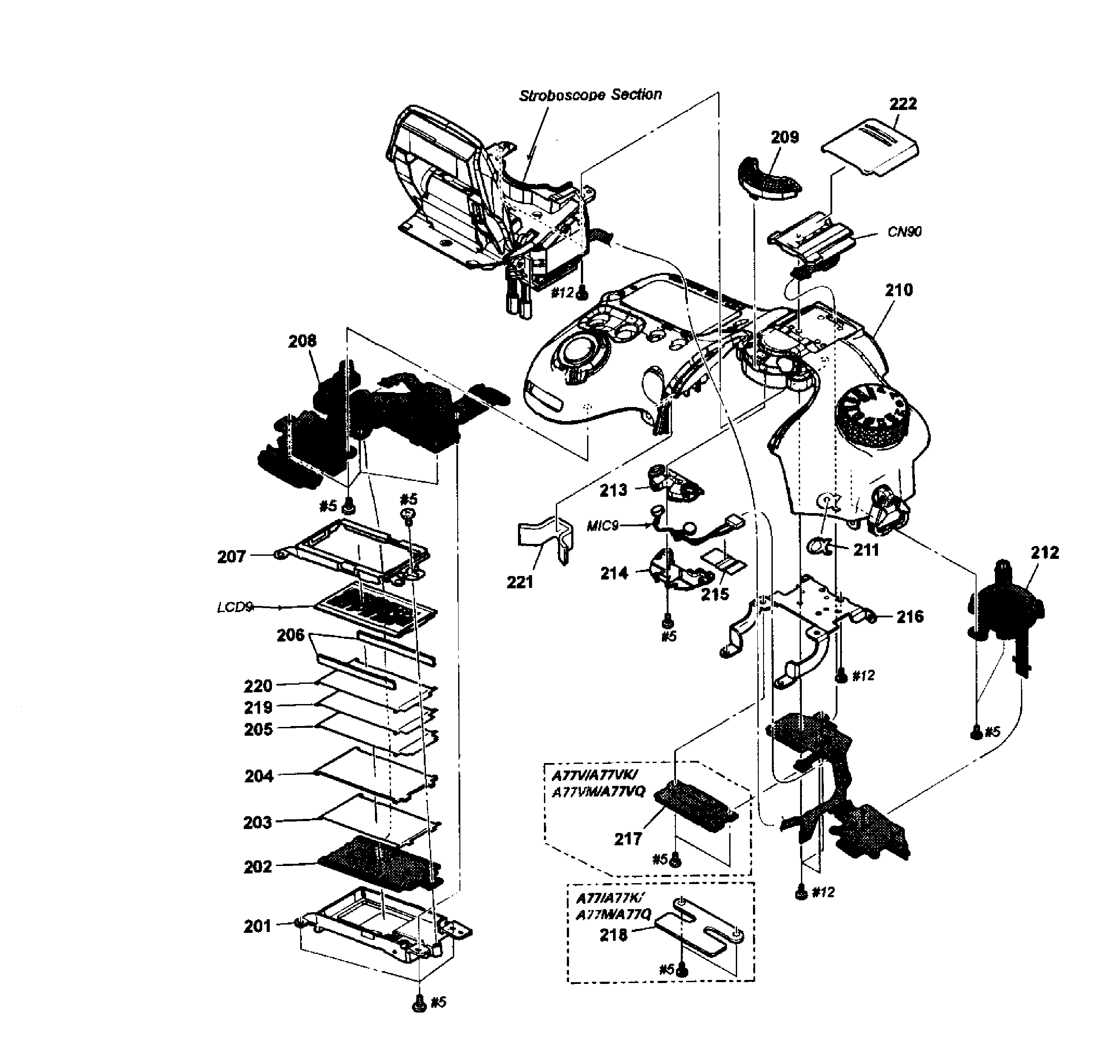 Sony SLT-A77VM top cover diagram