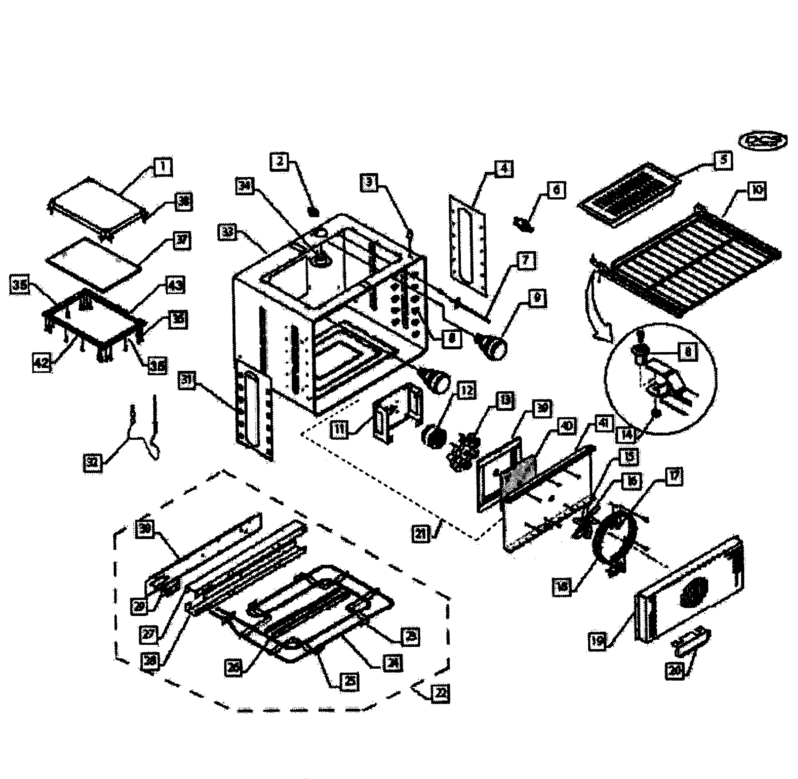 DCS WOS-130SS-PH-70085 oven assy diagram