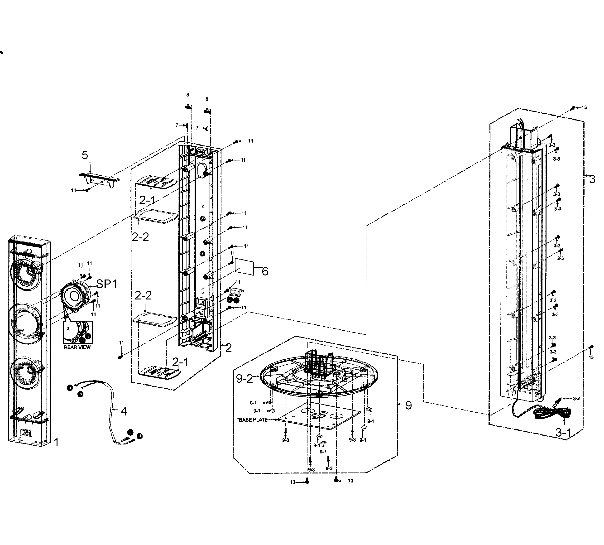 Panasonic SC-BTT195P speaker diagram