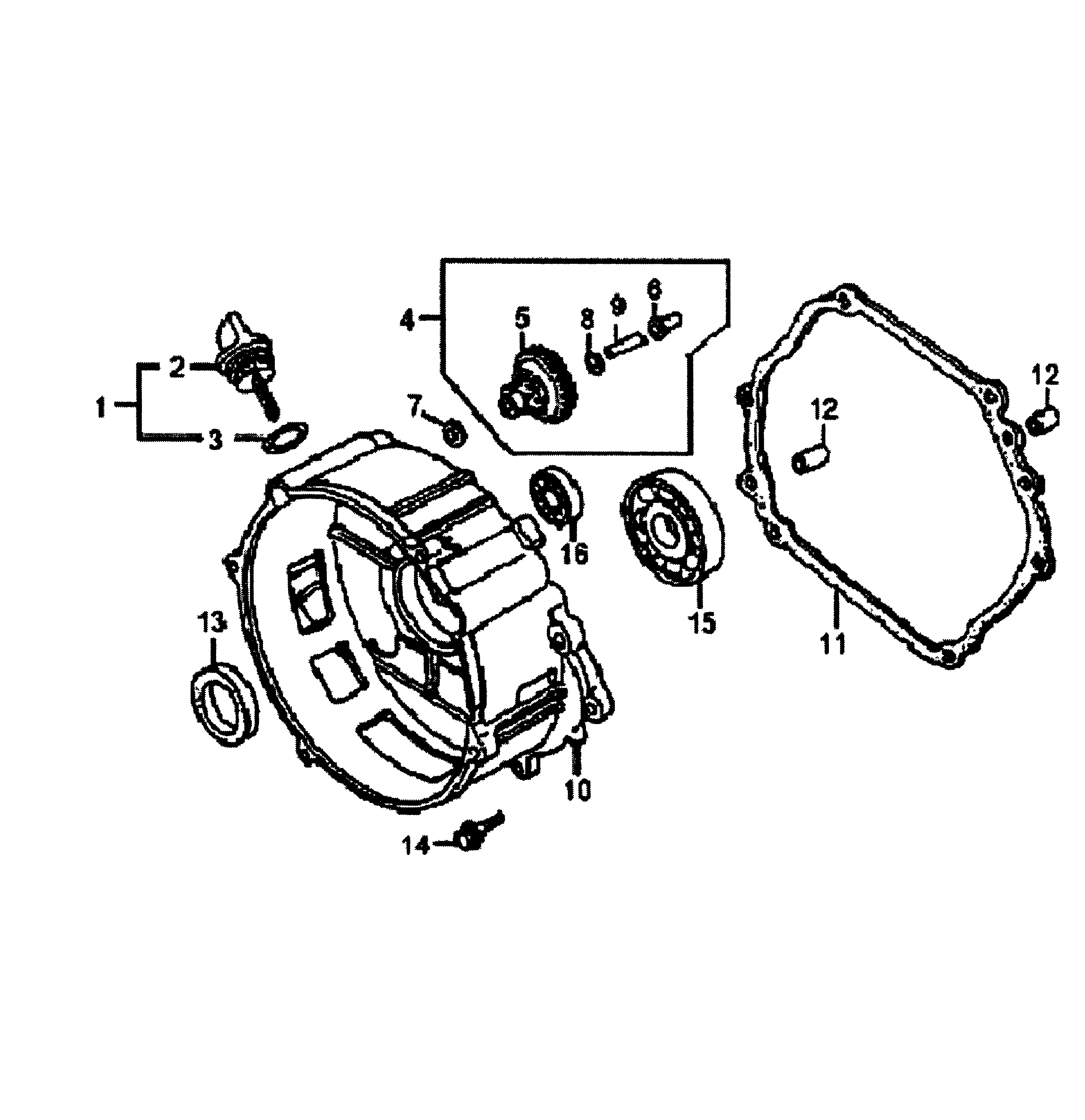 Generac 5940-0 crankcase cover diagram