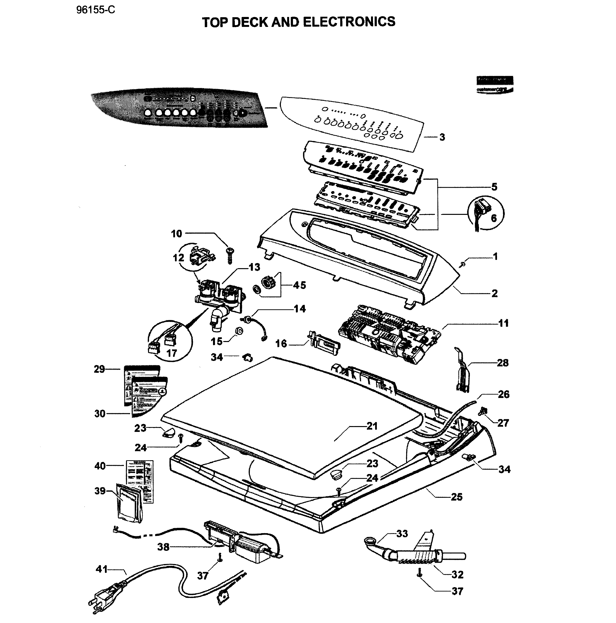 Fisher & Paykel GWL15-96155C top deck assy diagram