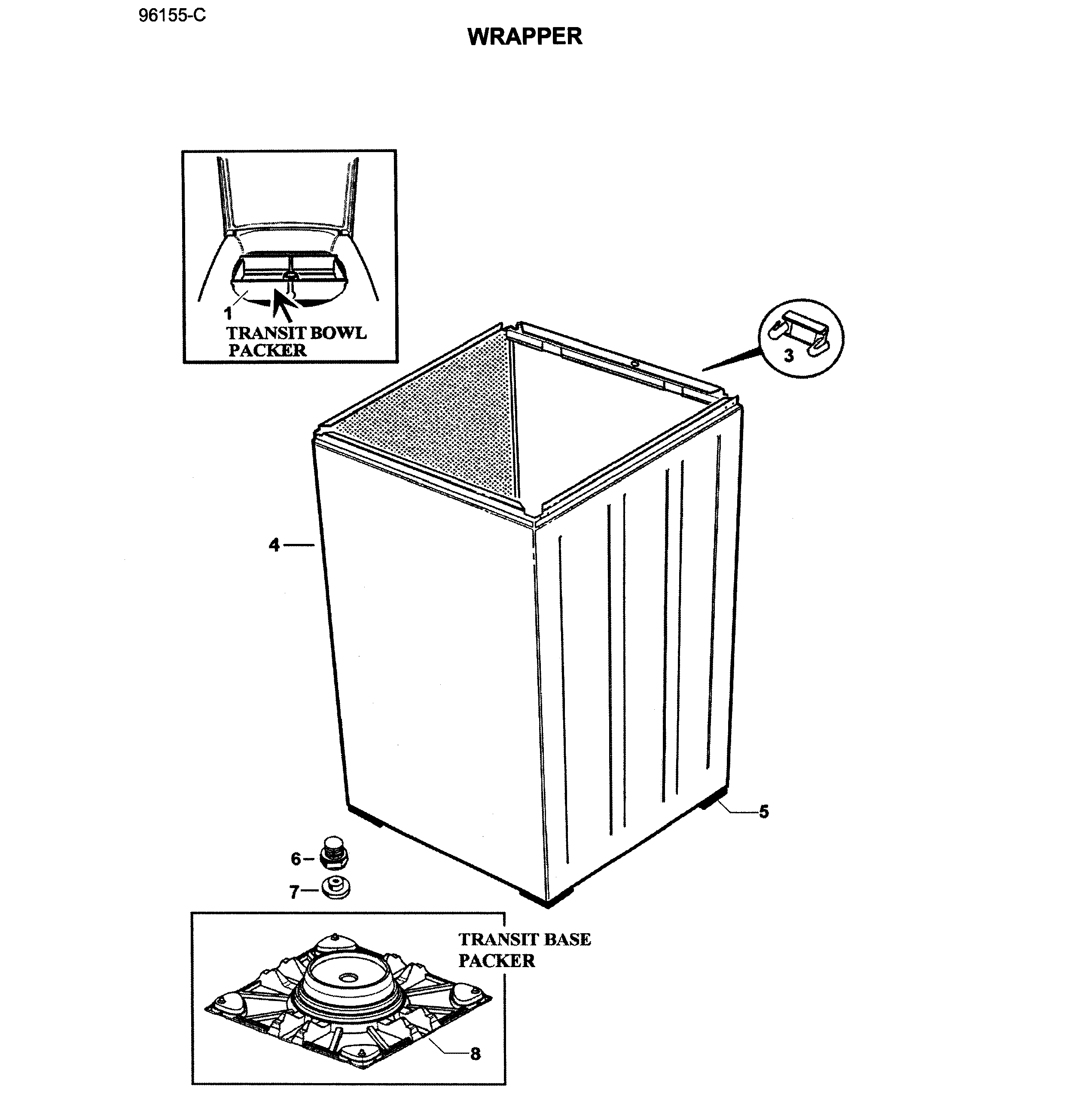 Fisher & Paykel GWL15-96155C cabinet assy diagram