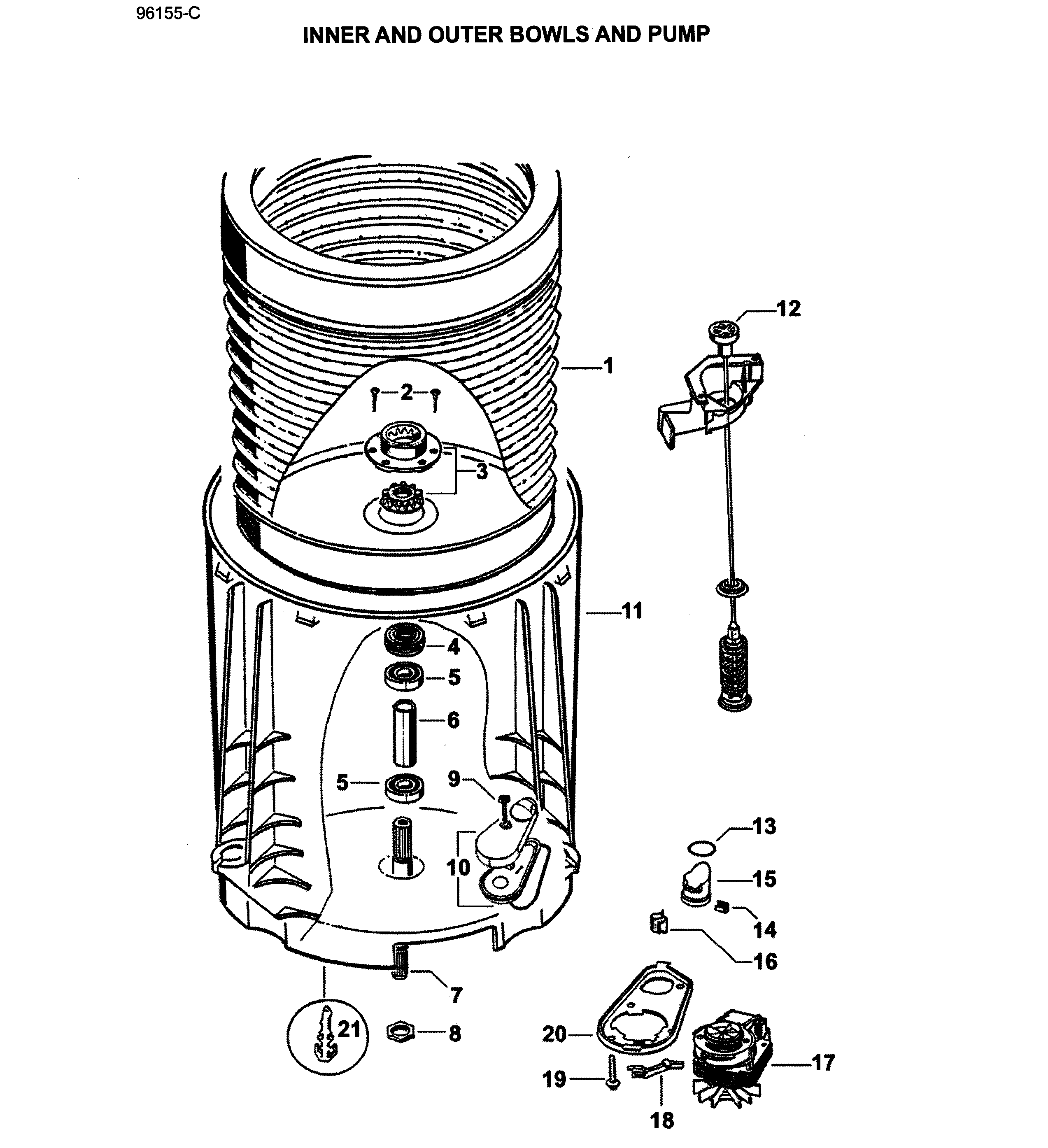 Fisher & Paykel GWL15-96155C bowl assy diagram